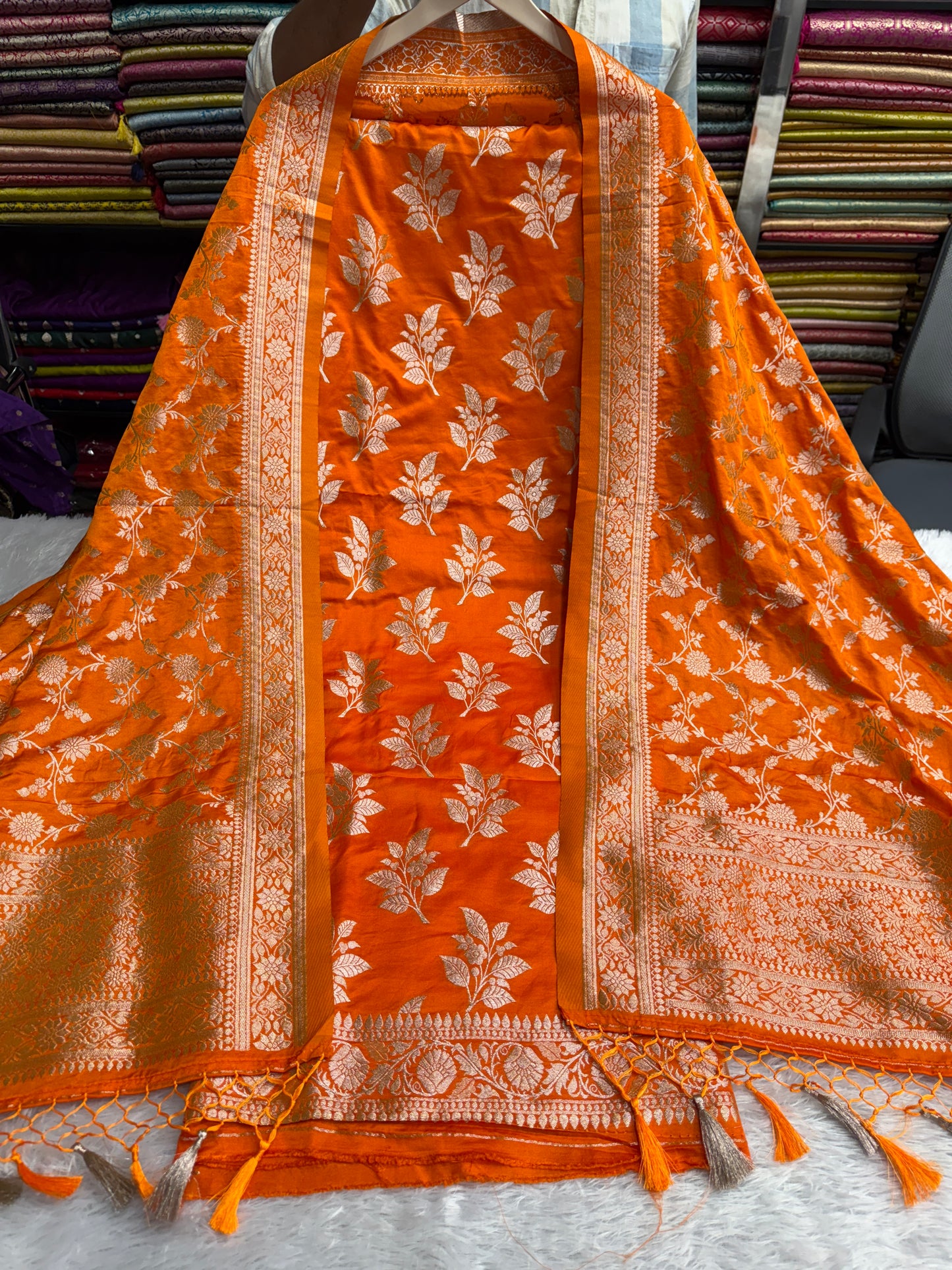 Premium Banarasi soft satin suit dupatta SK103