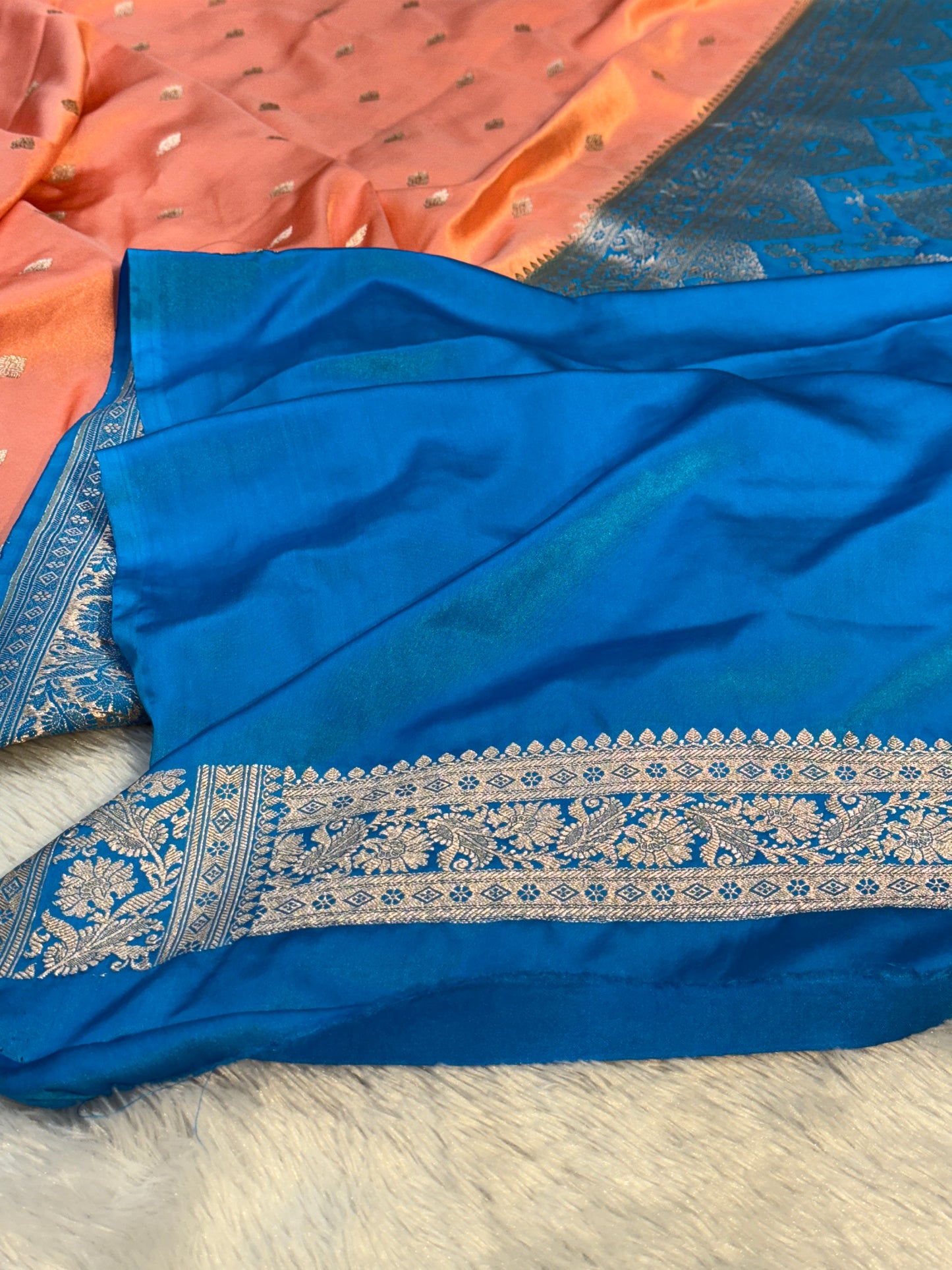 Premium contrast Banarasi Mashru katan silk saree MK182