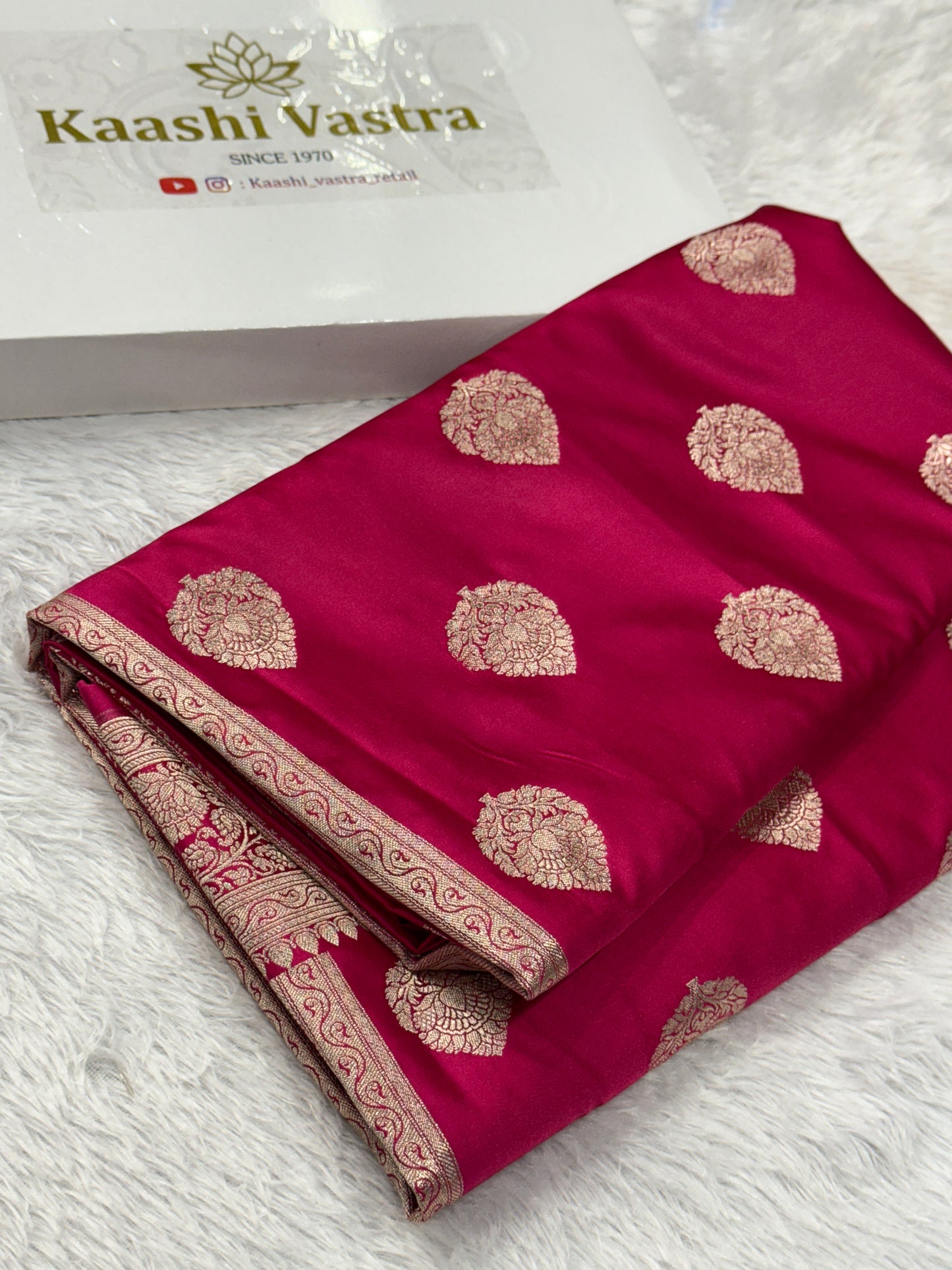 Rani pink premium Banarasi Mashru katan silk saree MK161
