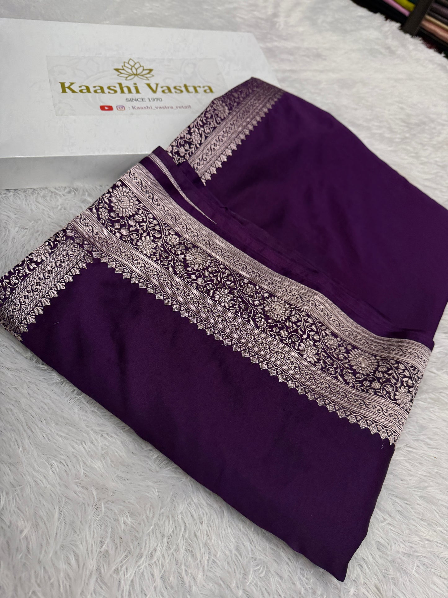 Purple premium Banarasi Mashru katan silk saree MK167