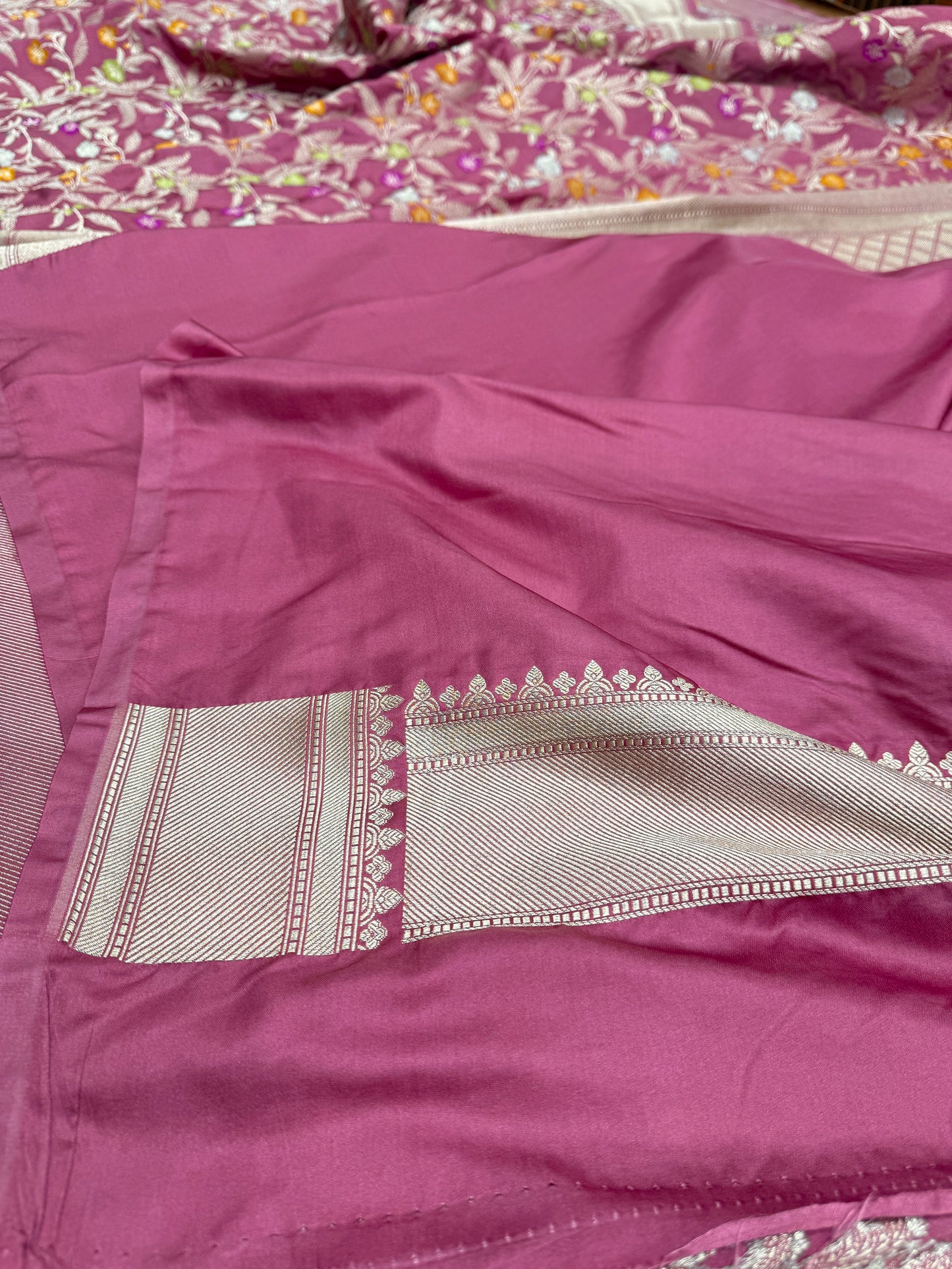 Onion pink premium Banarasi Mashru katan silk saree MK184