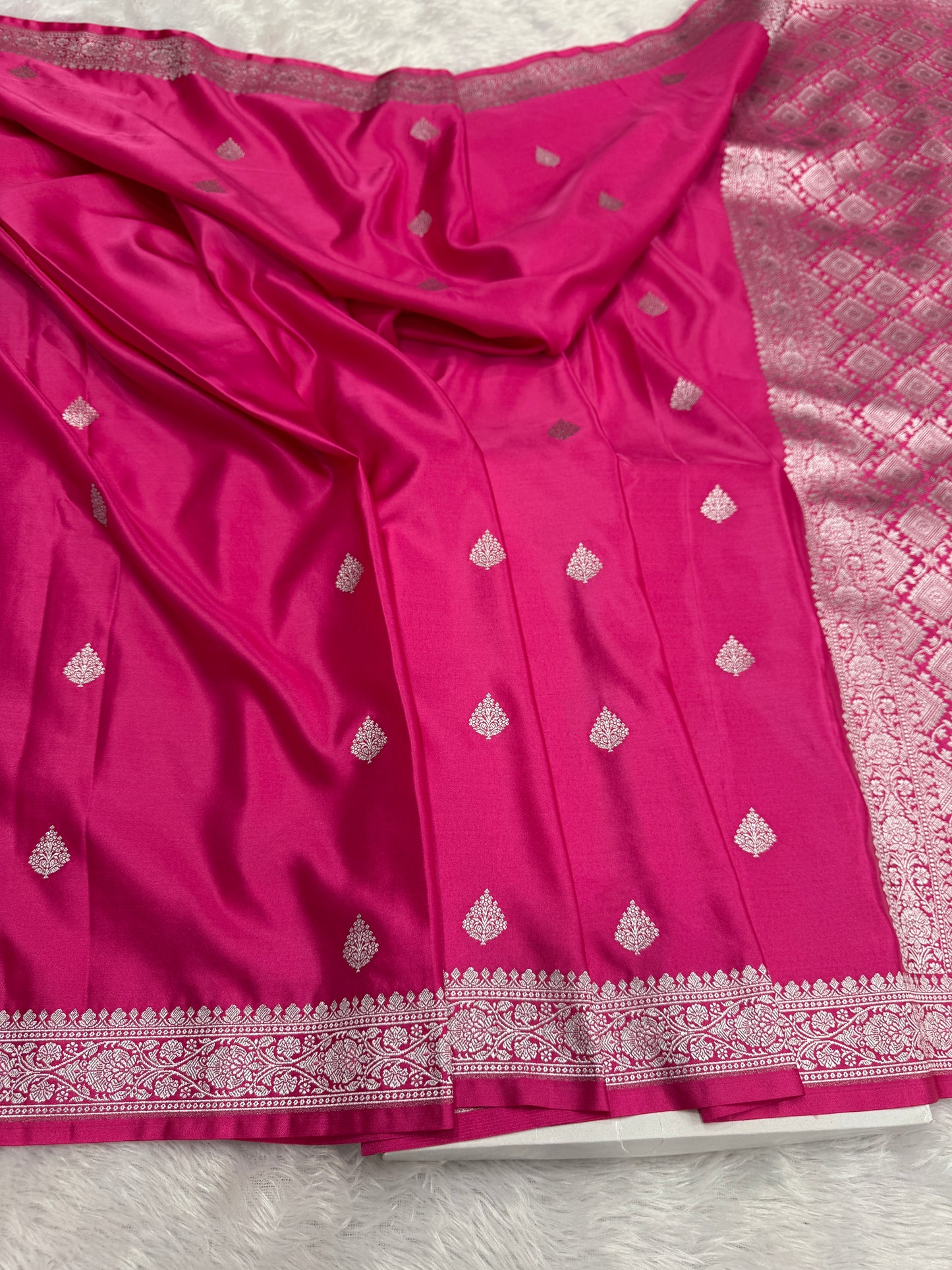 Rani pink premium Banarasi Mashru katan silk saree MK201