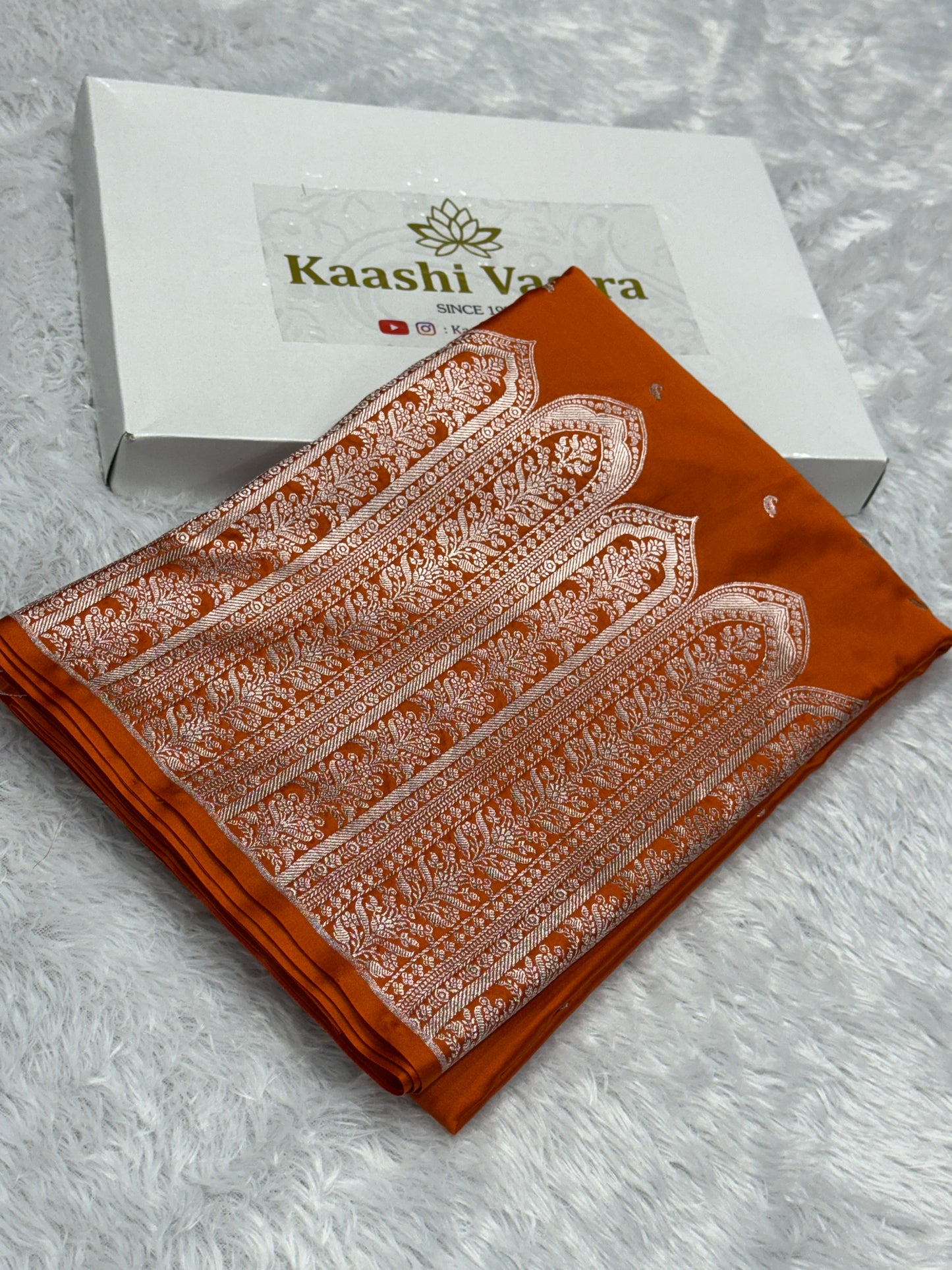 Orange premium Banarasi Mashru katan silk saree MK189