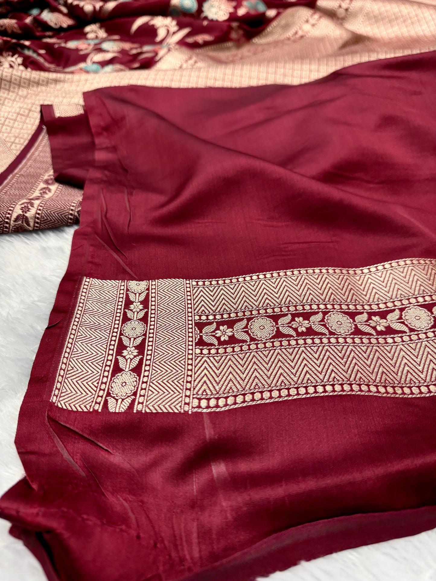 Maroon celebrity inspired premium Banarasi Mashru katan silk saree MK188