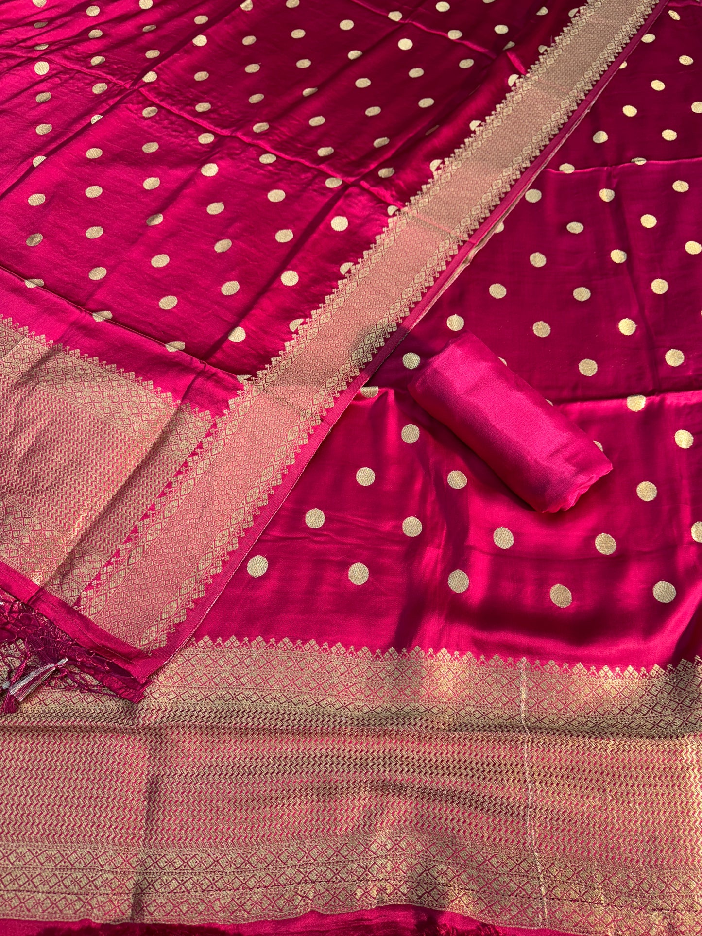 Banarasi pure mudal satin suit dupatta and bottom MD101
