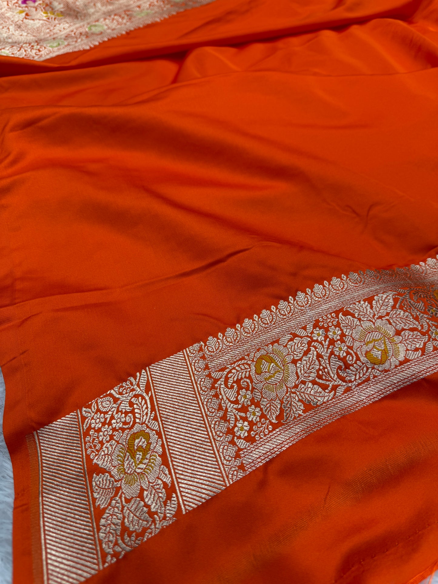 Orange premium Banarasi Mashru katan silk saree MK195