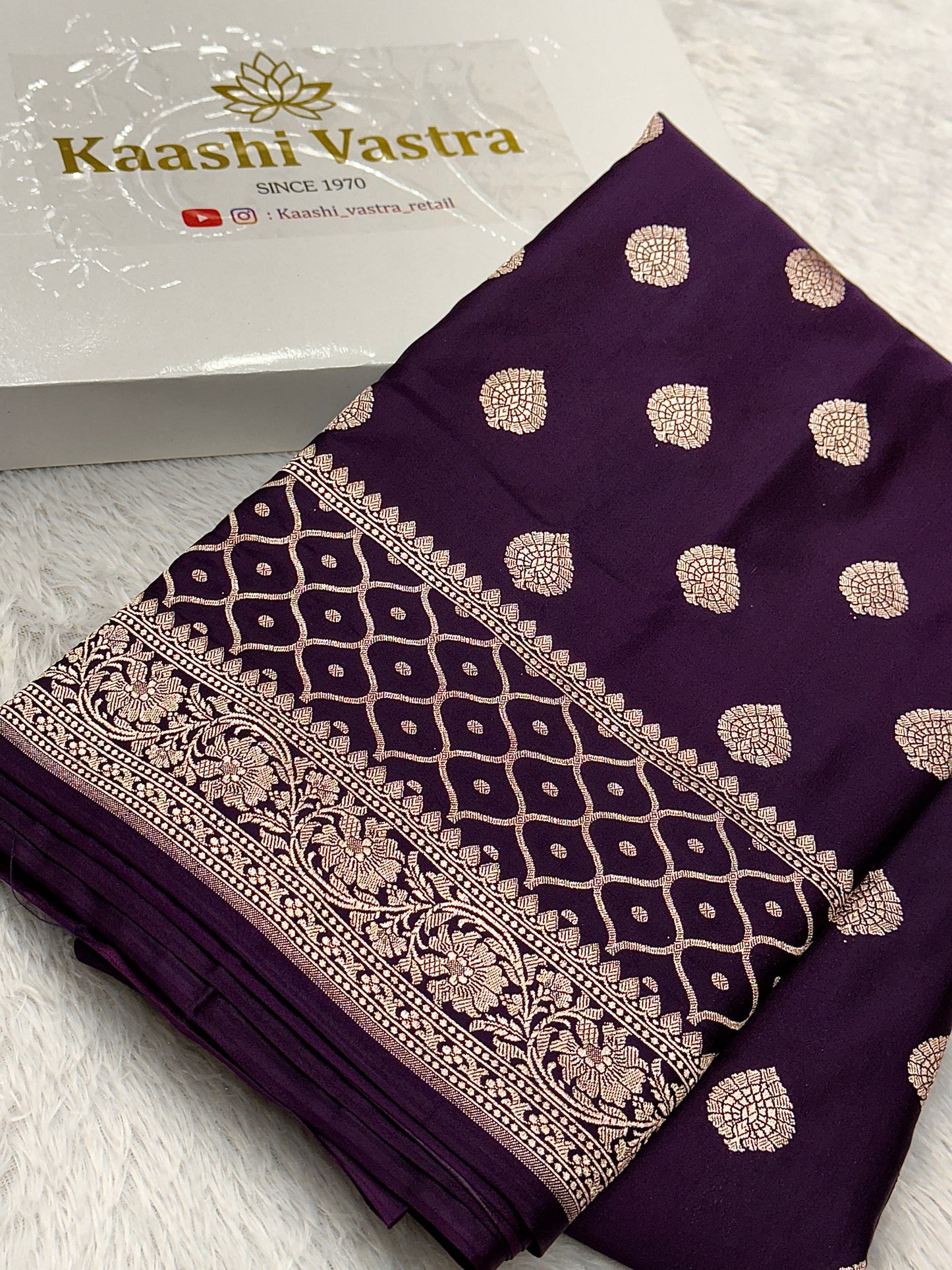 Purple Banarasi Mashru katan silk saree MK157