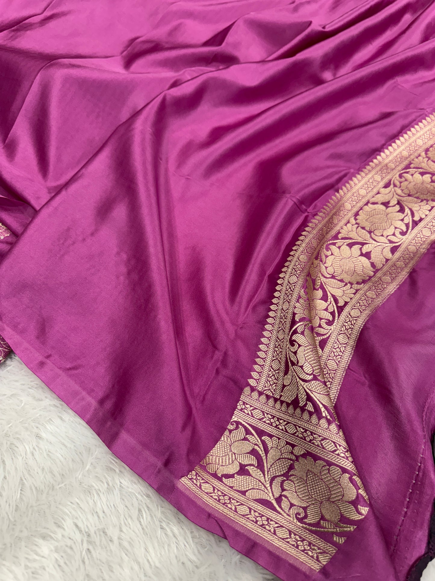 Onion pink premium Banarasi Mashru katan silk saree MK186