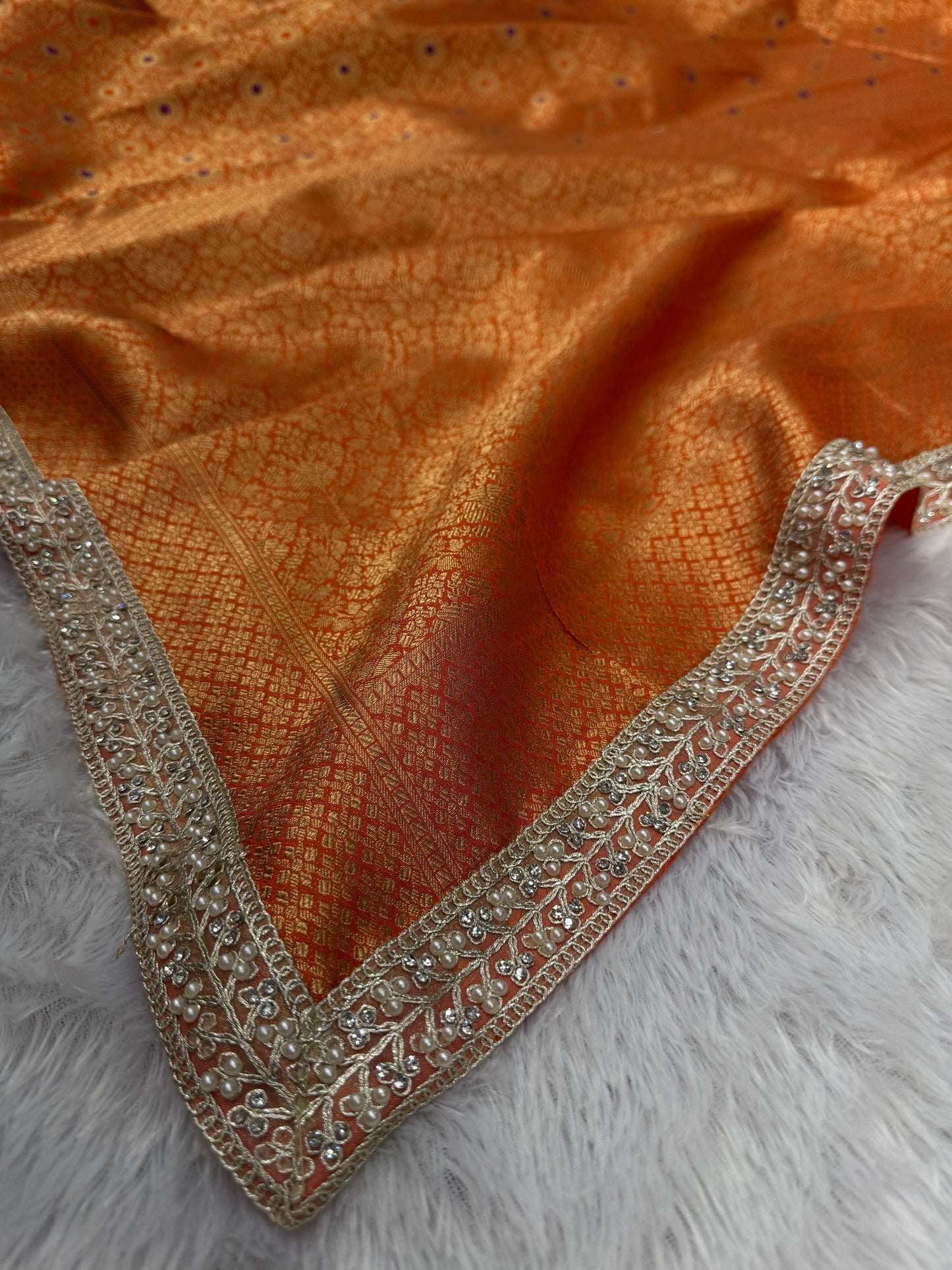 Orange premium Banarasi brocade katan silk saree BL102