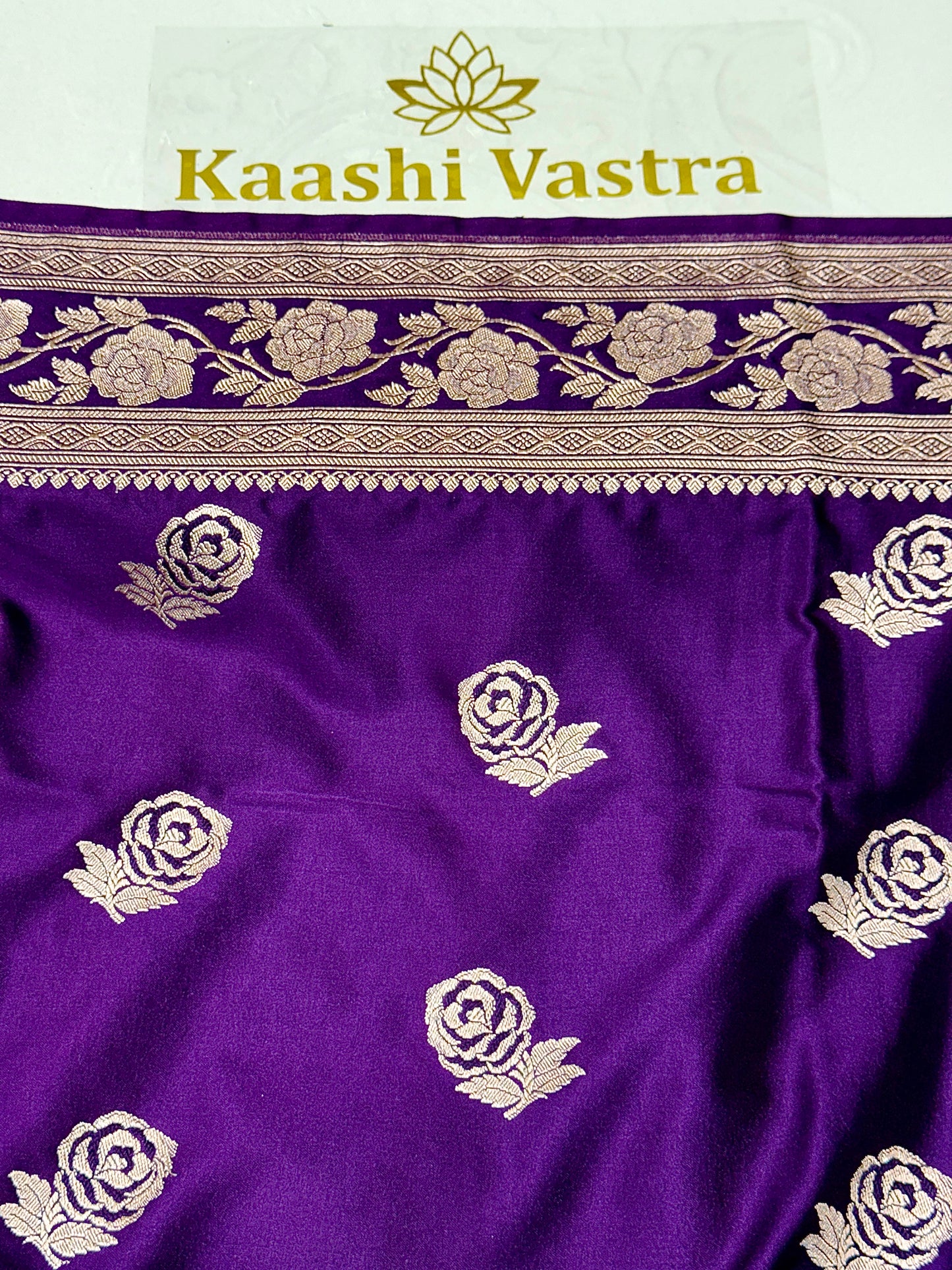 Purple Banarasi Mashru katan silk saree MK156