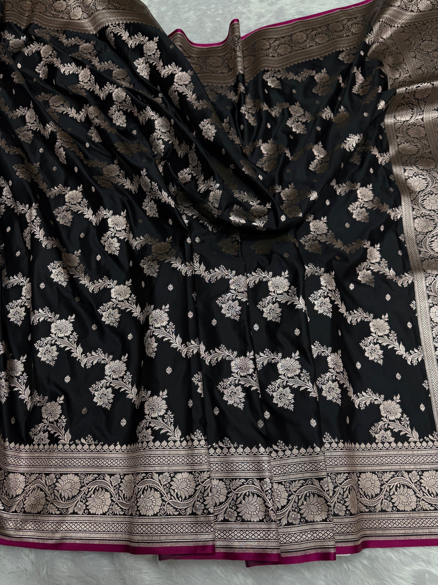Black premium Banarasi Mashru katan silk saree MK191