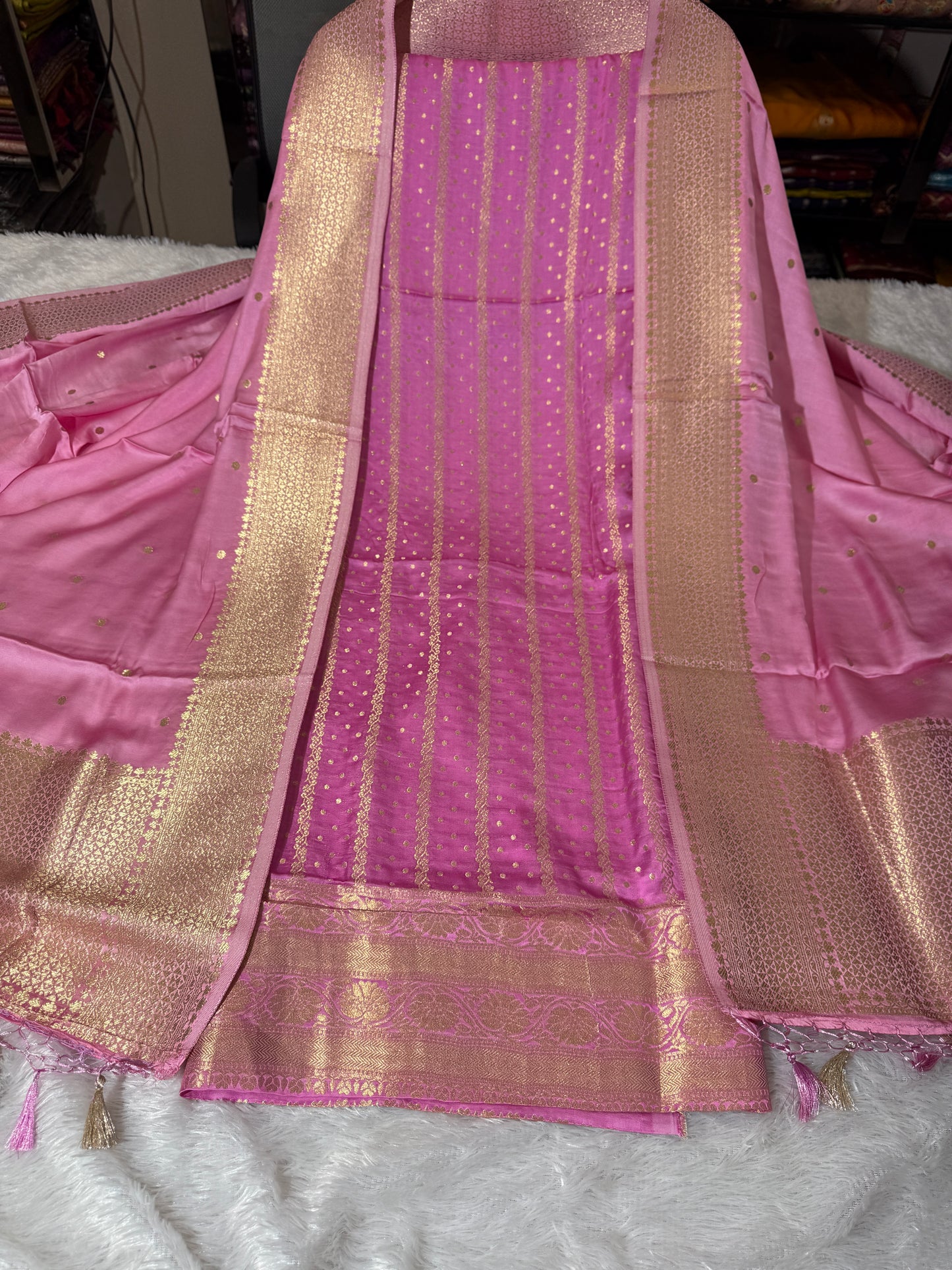 Banarasi pure mudal silk suit dupatta and plain bottom MD102
