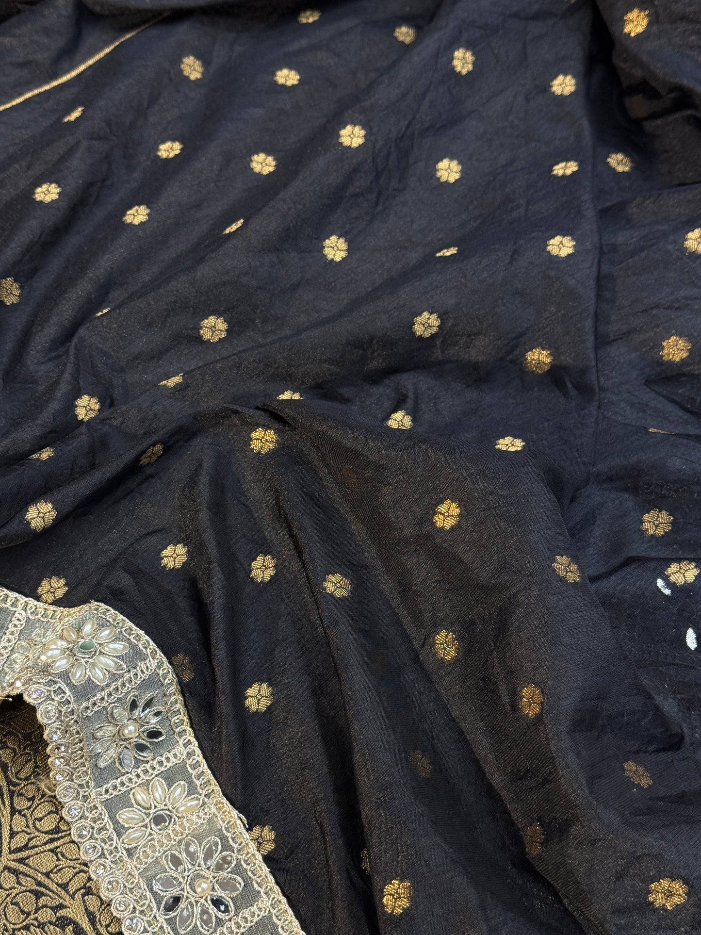 Black Premium Banarasi brocade katan silk saree BK102