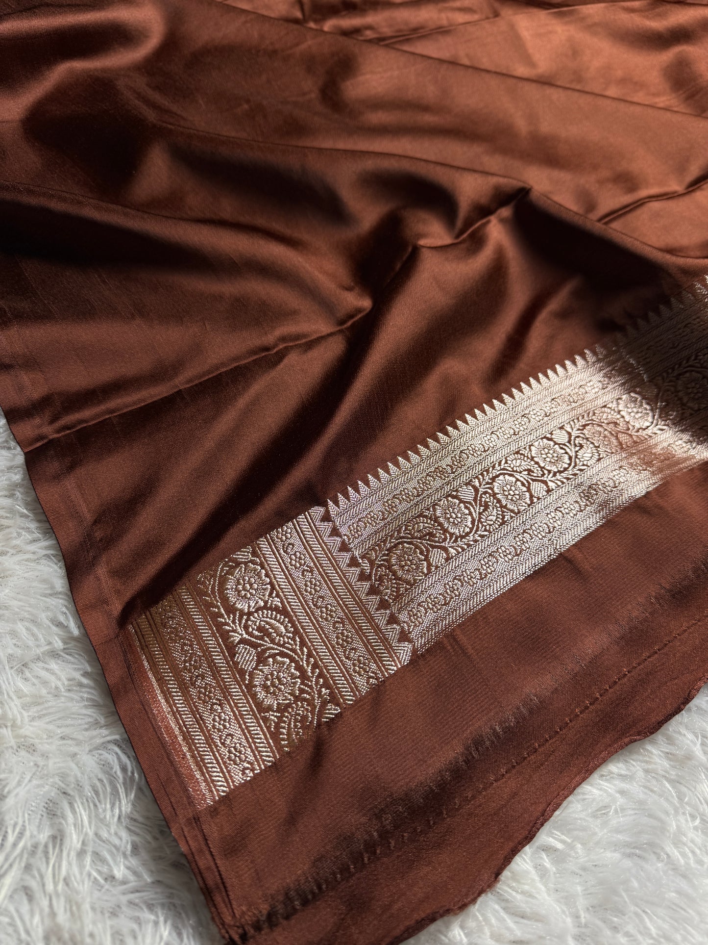 Coffee brown premium Banarasi Mashru katan silk saree MK225