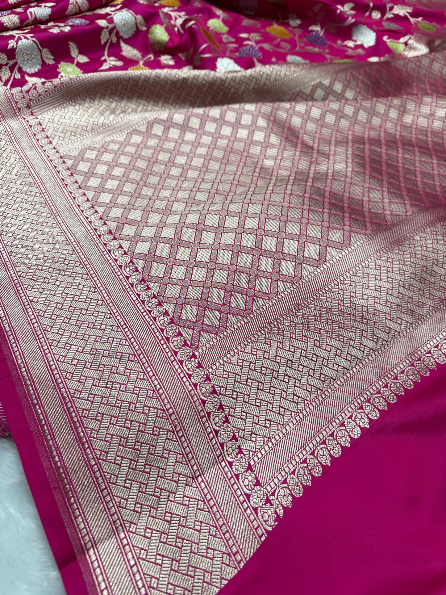 Rani pink premium Banarasi Mashru katan silk saree MK194