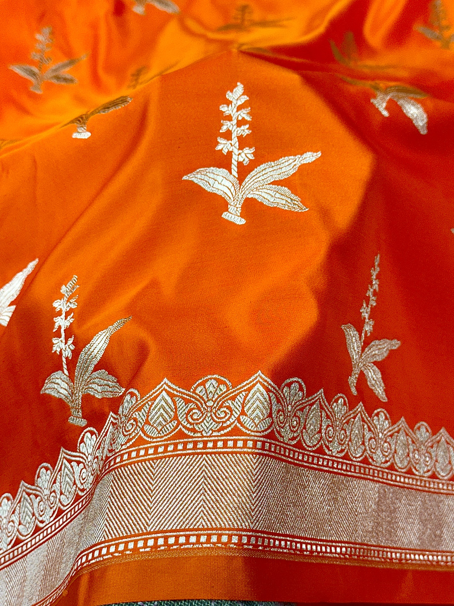 Orange premium Banarasi Mashru katan silk saree MK172
