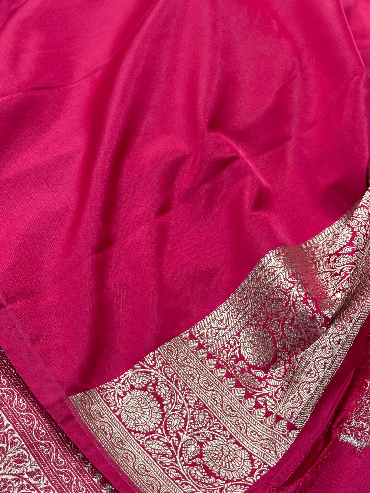 Rani pink premium Banarasi Mashru katan silk saree MK161