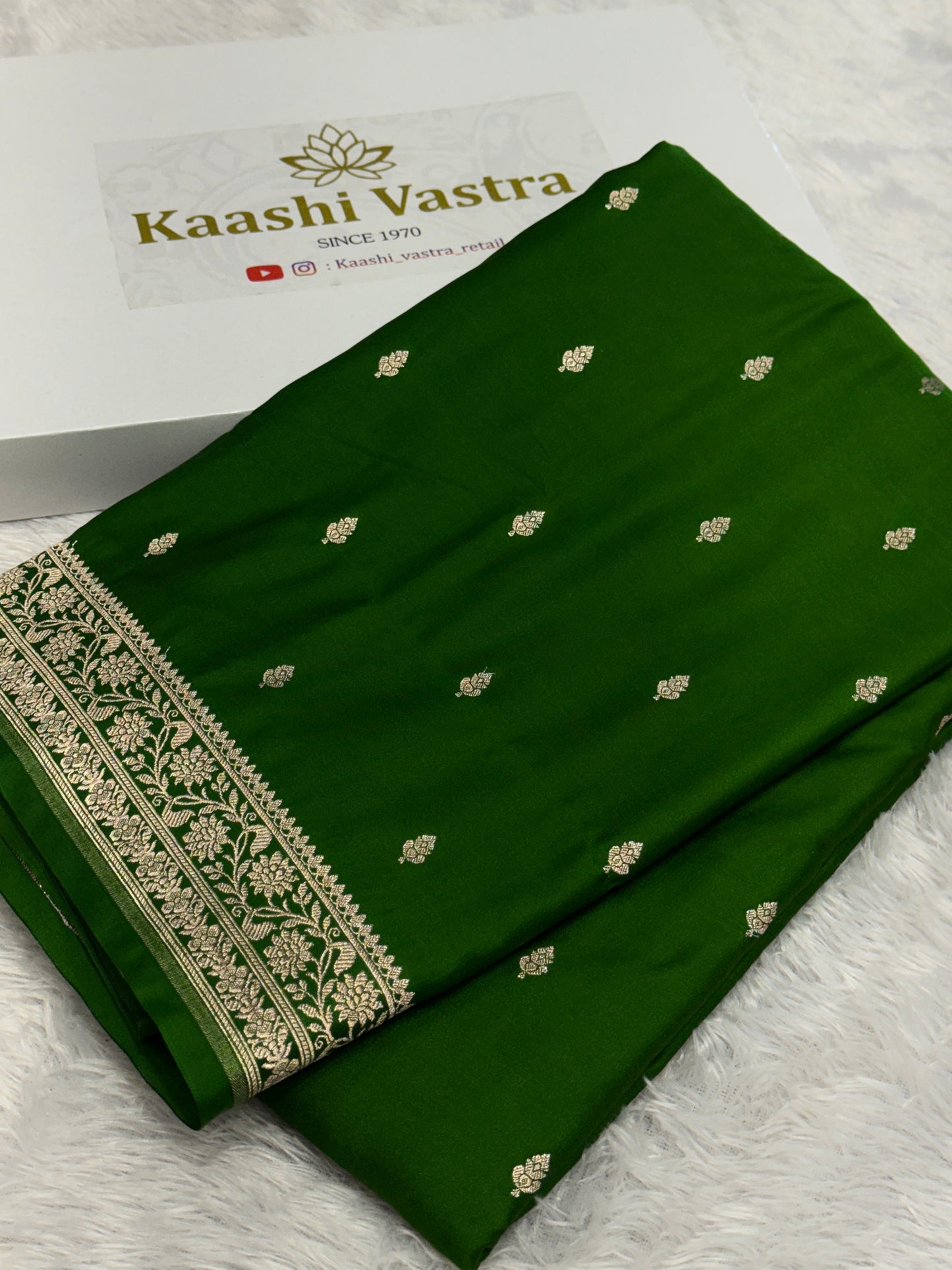 Dark green premium Banarasi Mashru katan silk saree MK164
