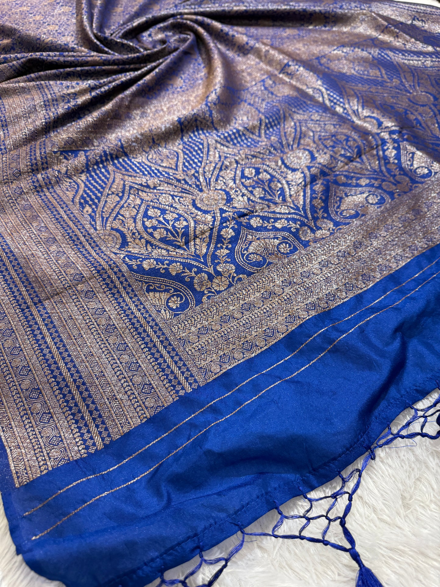 Royal blue Banarasi brocade katan silk saree BB101