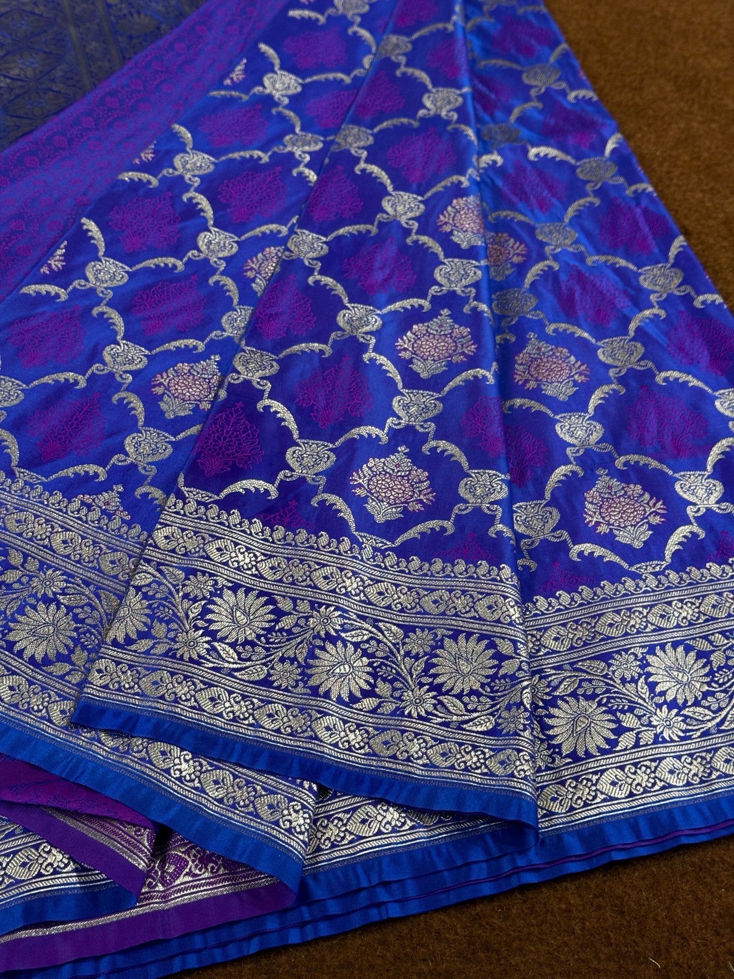 Blue Banarasi Mashru katan silk saree MK166
