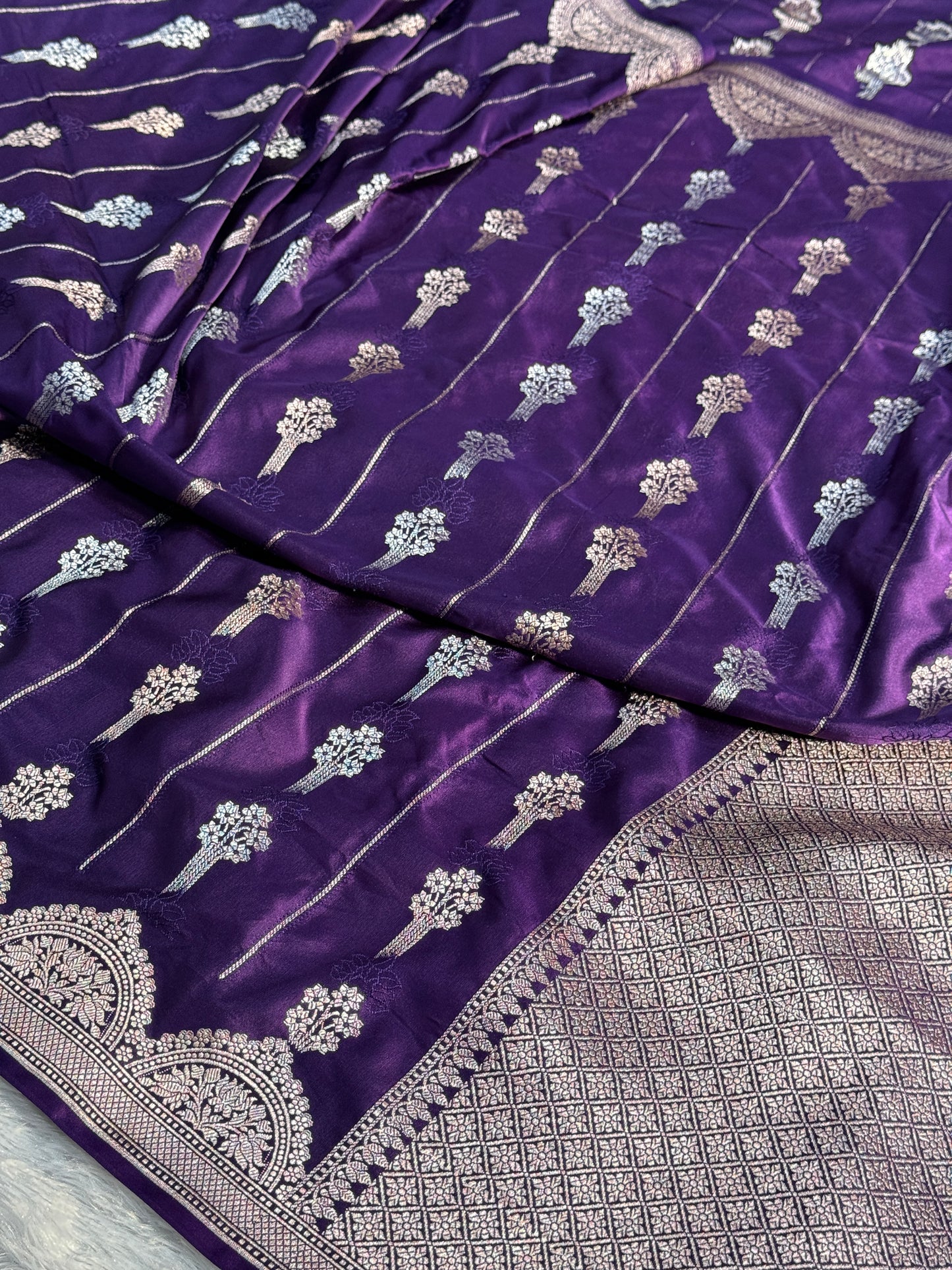 Purple color Banarasi Mashru katan silk saree MK158