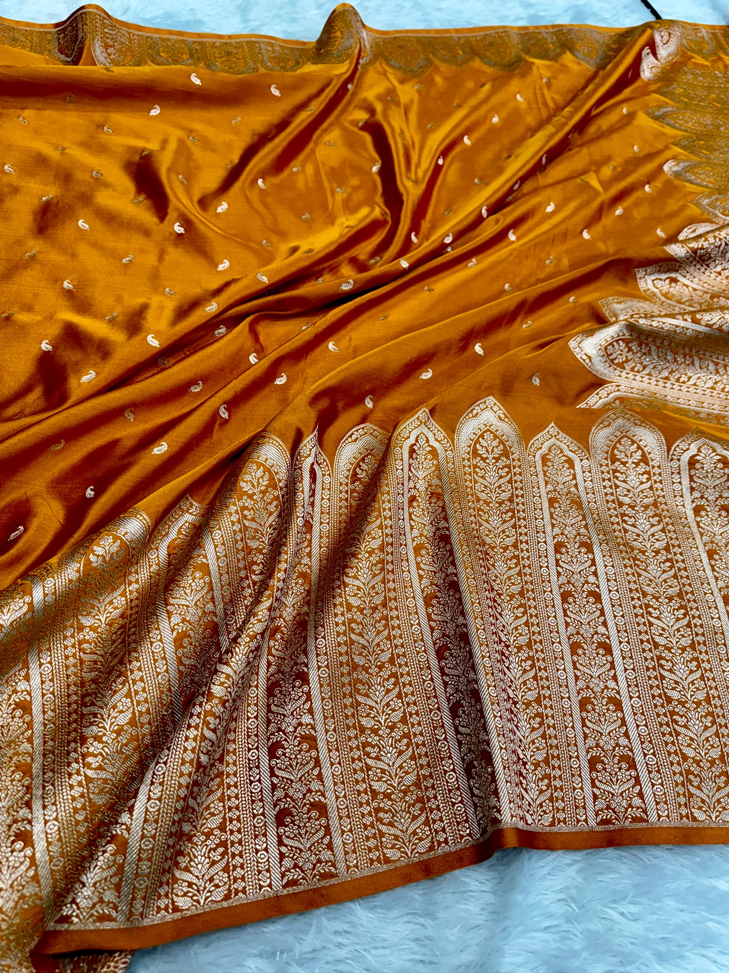 Mustard Banarasi Mashru katan silk saree MK189