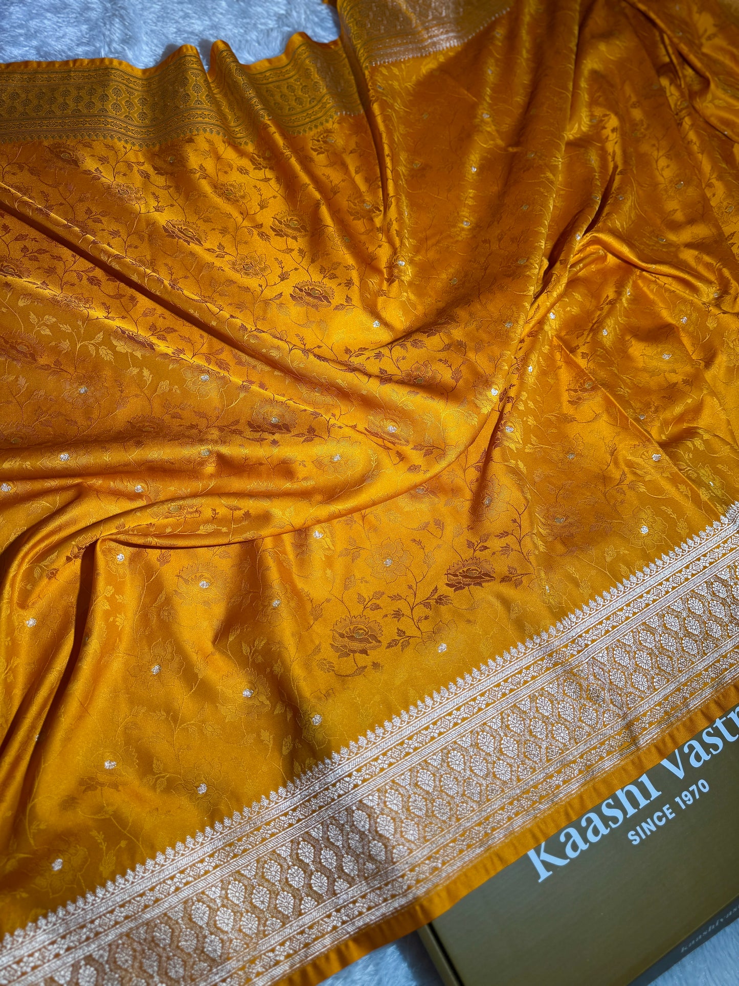 Mustard premium Banarasi Mashru katan silk saree MK213