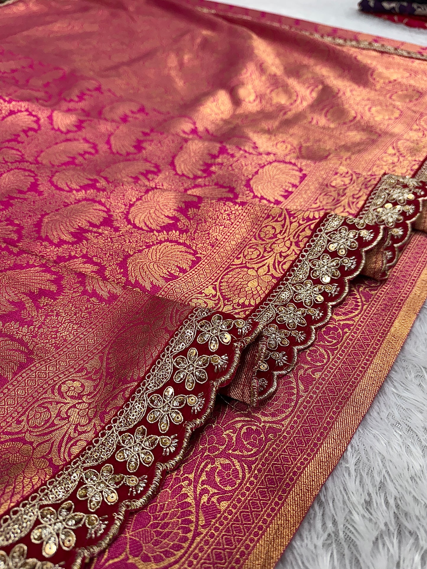 Pink Banarasi brocade katan silk saree BK101