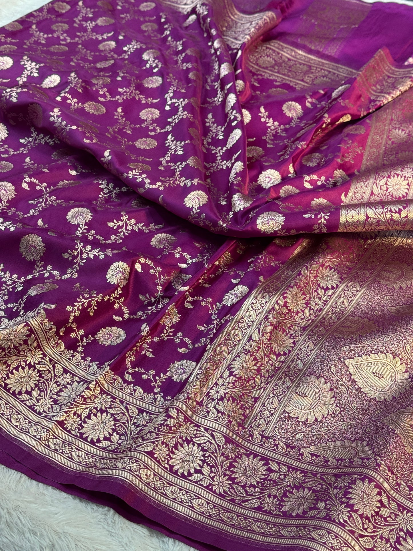 Premium purple Banarasi Mashru katan silk saree MK163