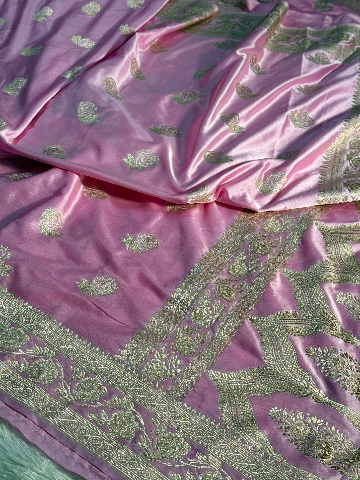 Pink color Banarasi Mashru katan silk saree MK156