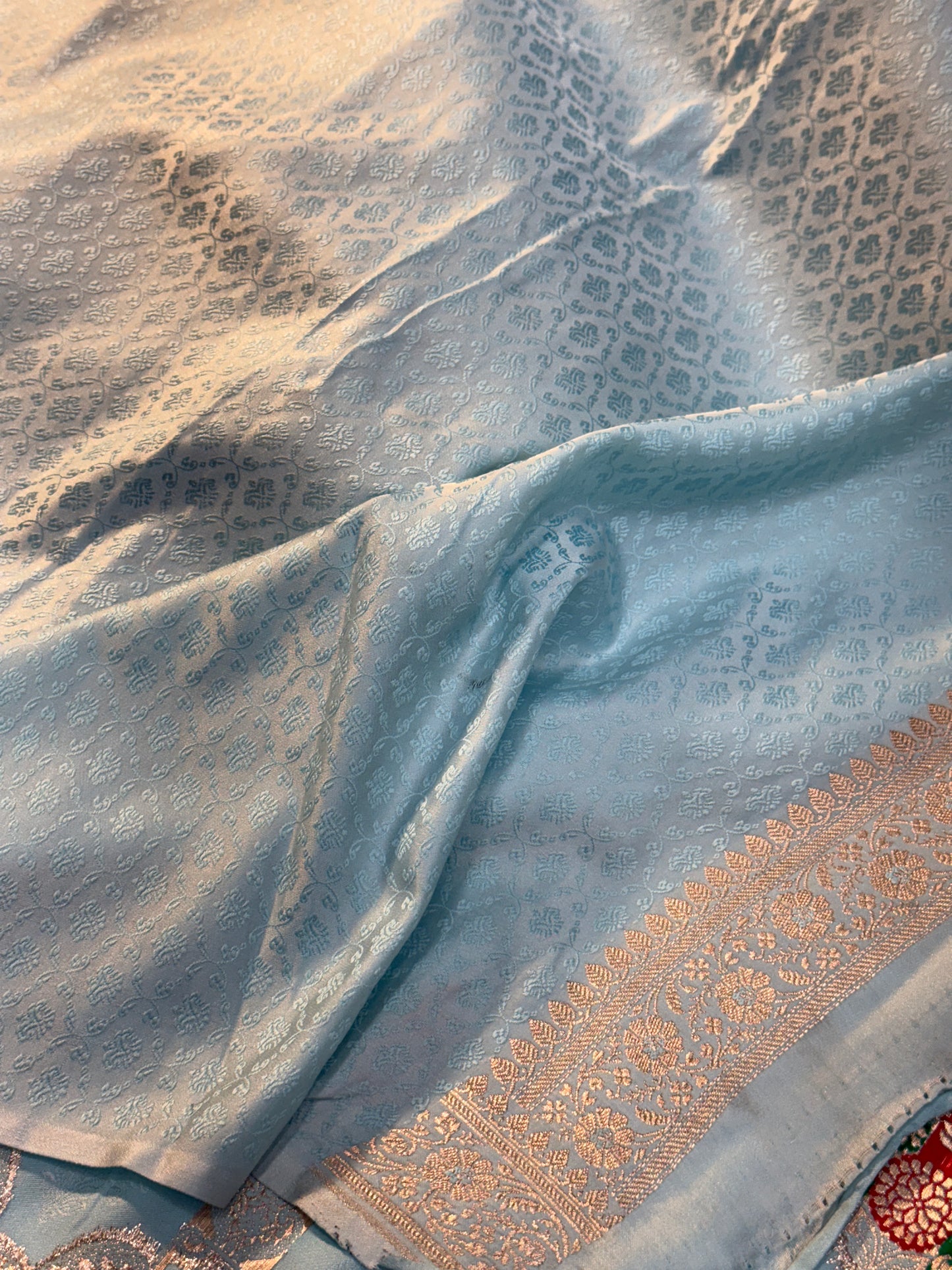 Light sea blue premium Banarasi Mashru katan silk saree MK160