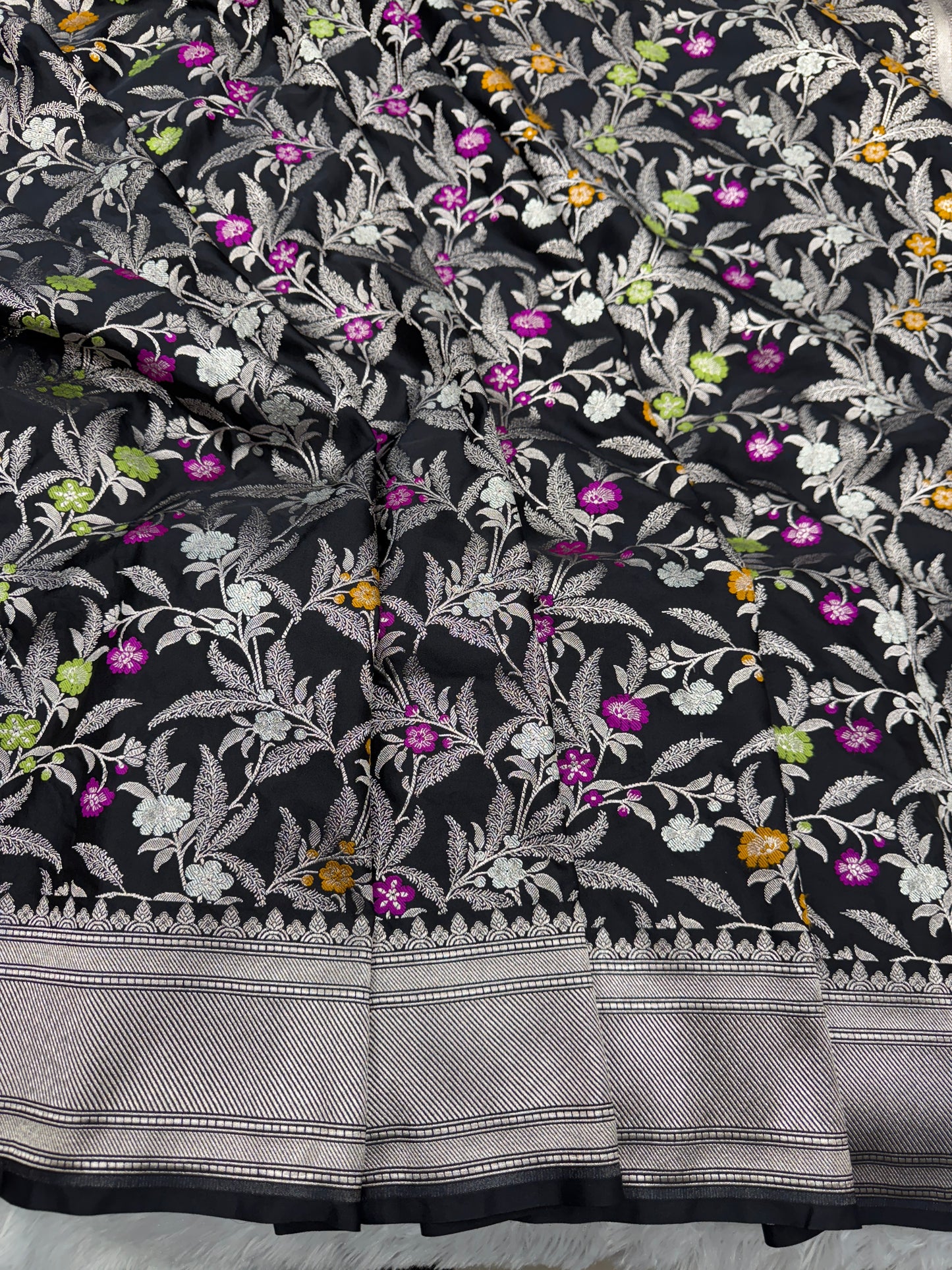 Black premium Banarasi Mashru katan silk saree MK184