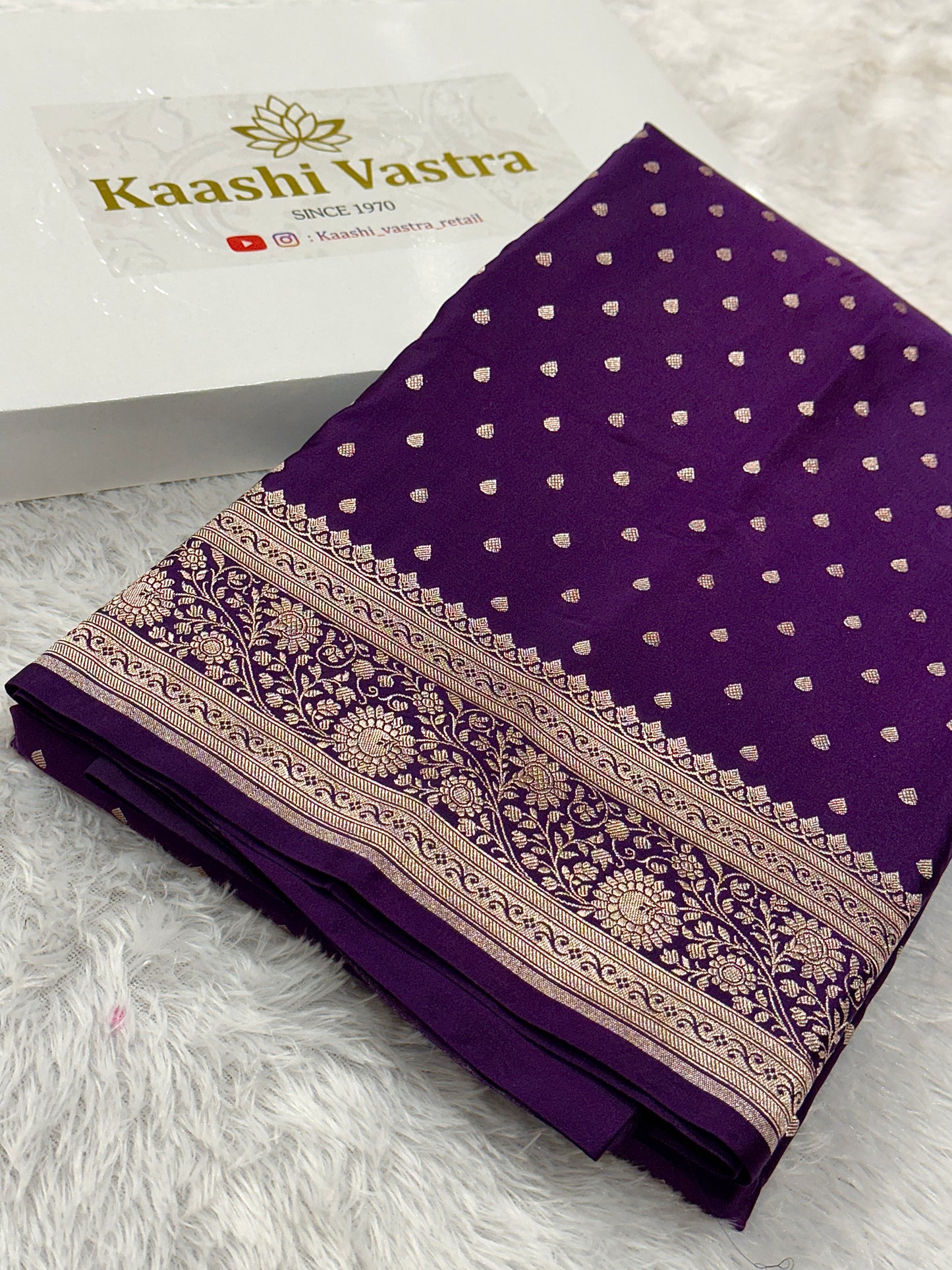 Purple Banarasi Mashru Katan silk saree MK159