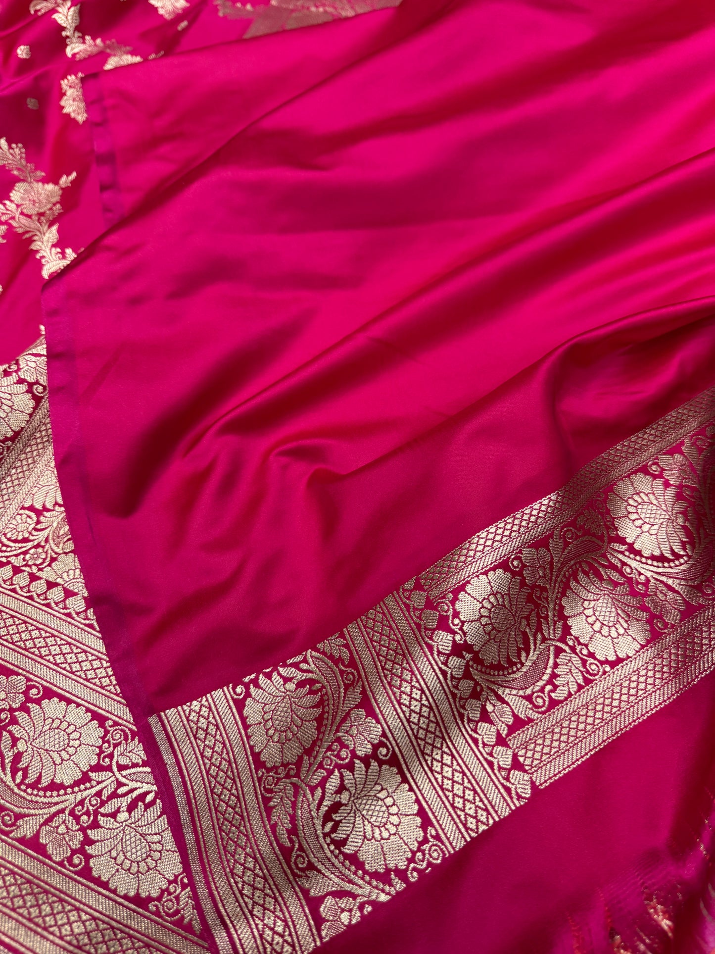 Rani pink premium Banarasi Mashru katan silk saree Mk191