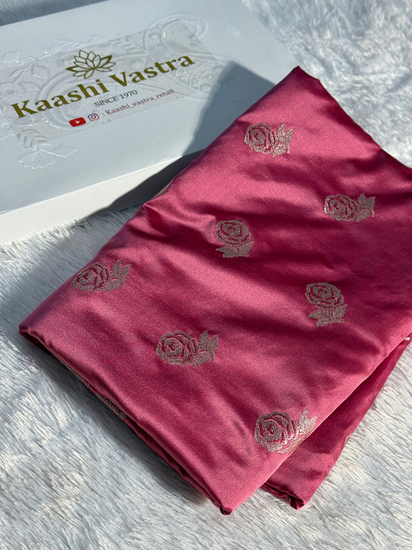 Onion pink color Banarasi Mashru katan silk saree MK156