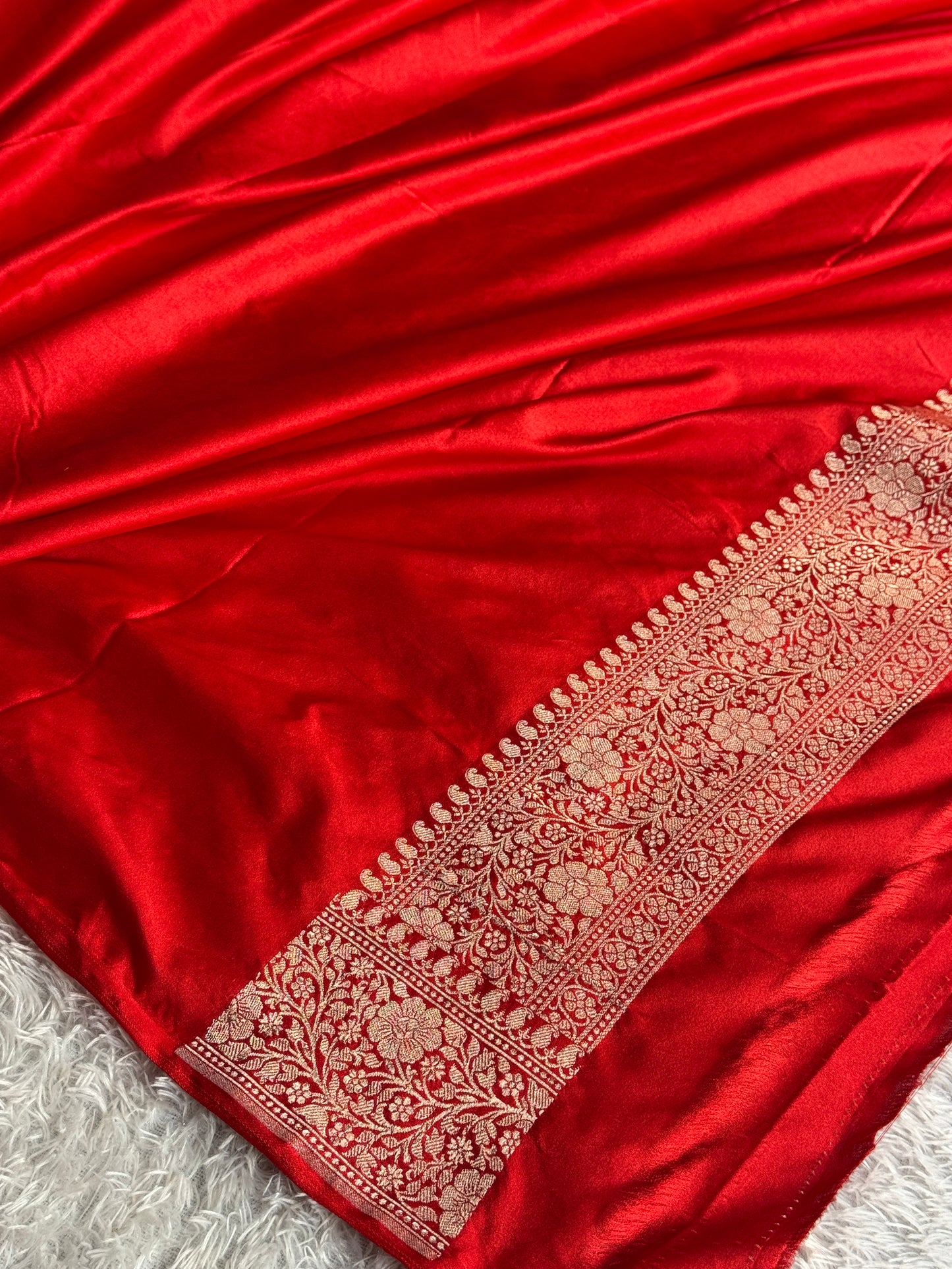 Lemon yellow with red colour premium Banarasi Mashru katan silk saree MK248