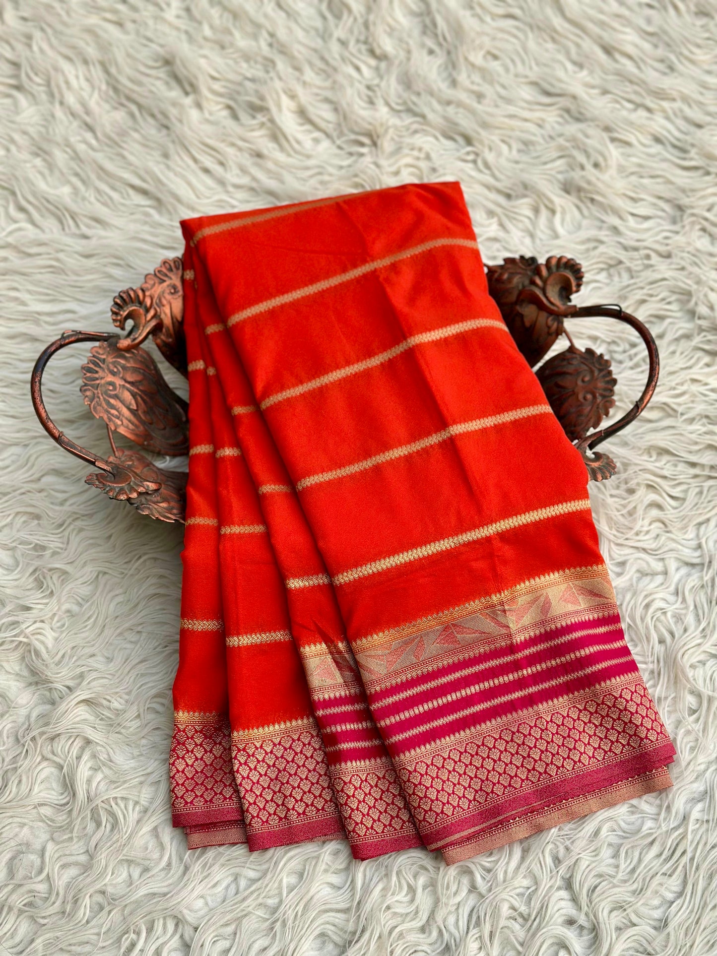 Banarasi raspberry georgette saree RB106