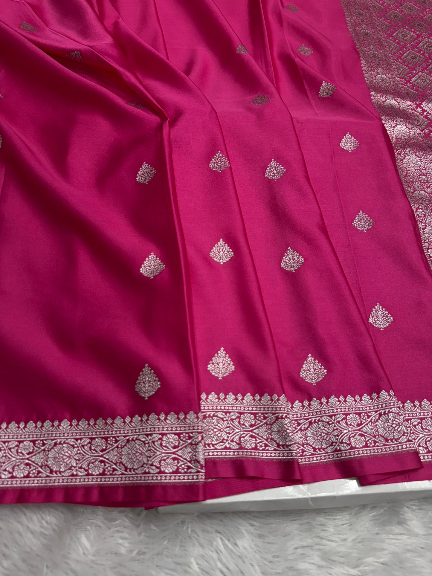 Rani pink premium Banarasi Mashru katan silk saree MK201