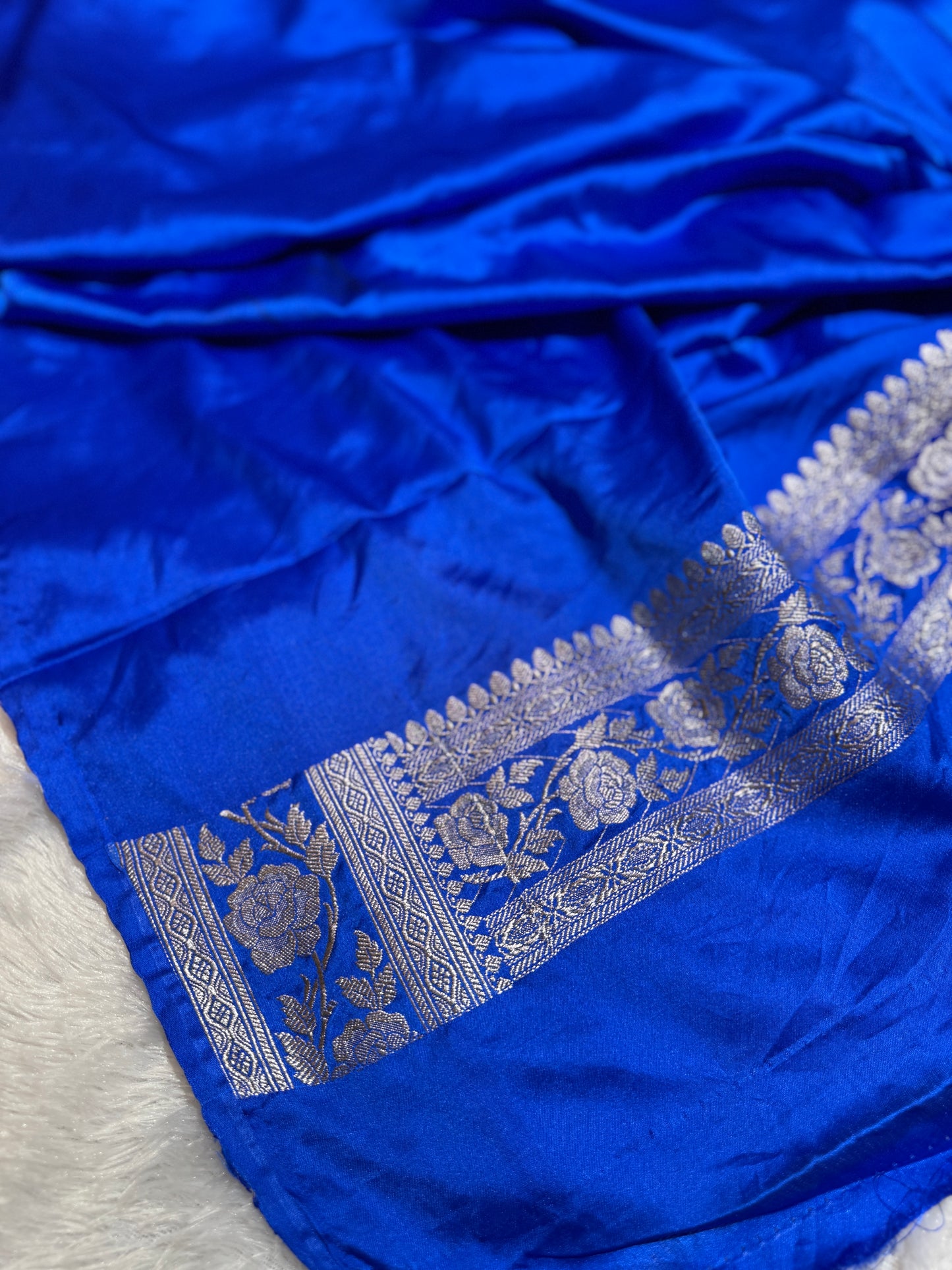 Royal blue premium Banarasi Mashru katan silk saree MK156