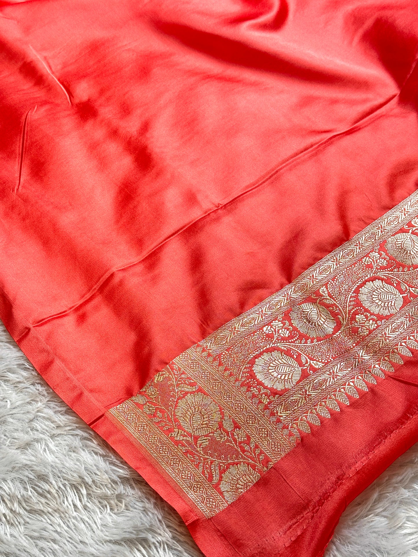 Premium hand brush Banarasi Mashru katan silk saree MK223