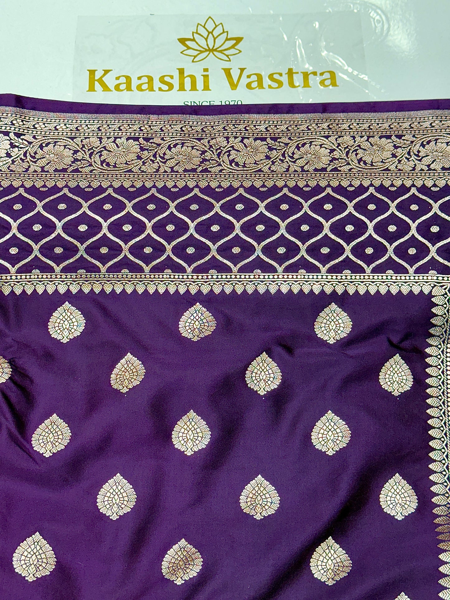 Purple Banarasi Mashru katan silk saree MK157
