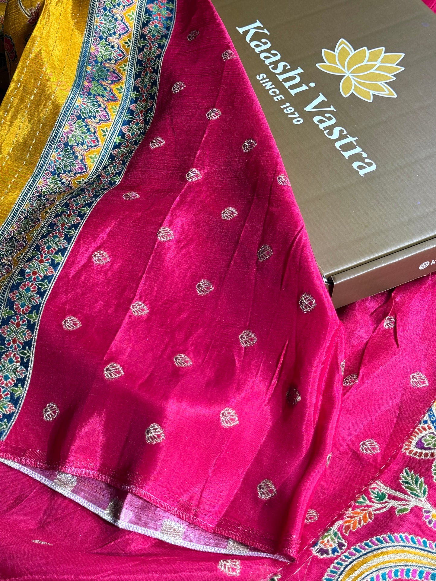 Mustard color premium Banarasi pure soft satin pashmina silk saree PN101