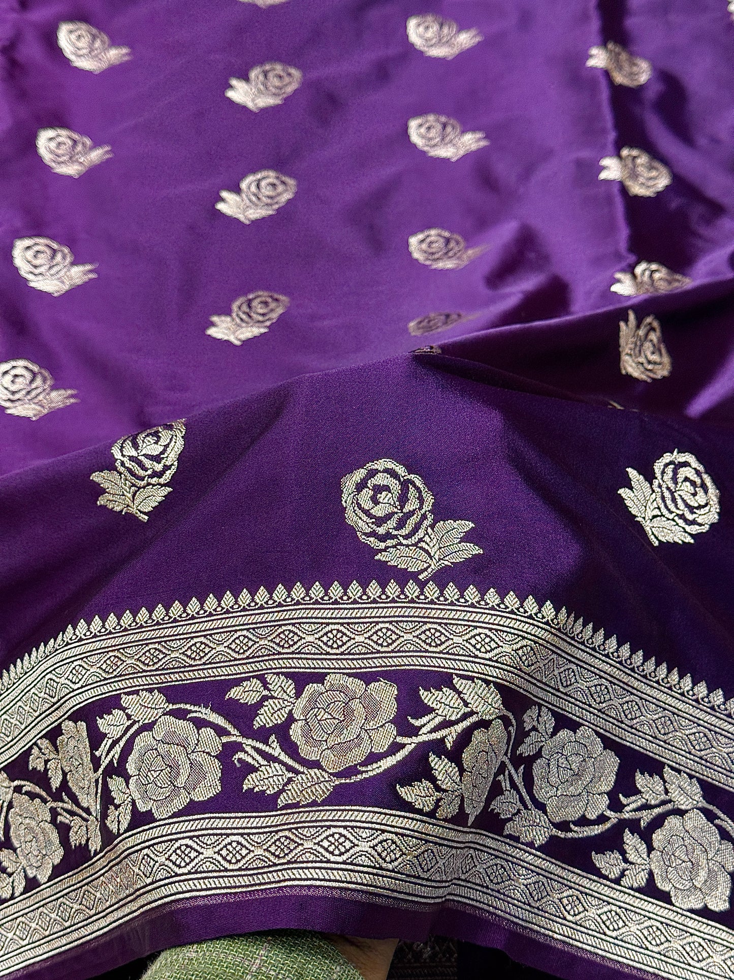 Purple Banarasi Mashru katan silk saree MK156