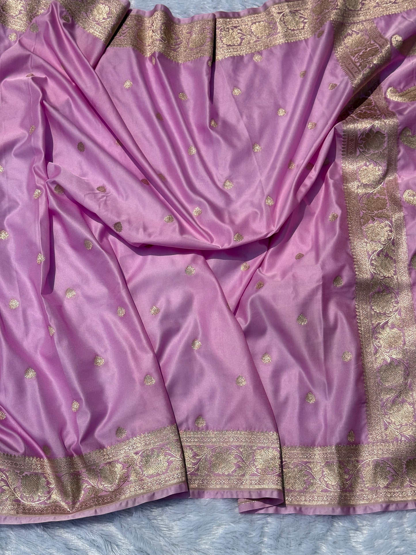 Baby pink premium Banarasi Mashru katan silk saree MK186