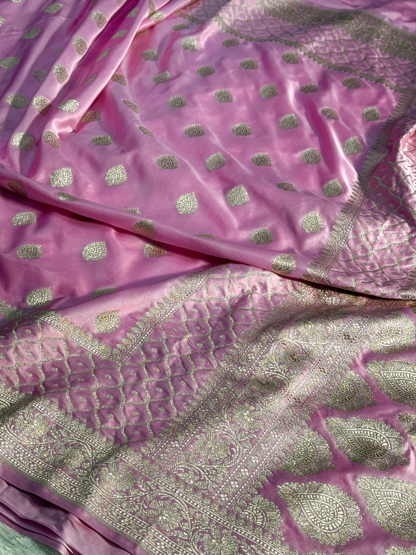 Pink Banarasi Mashru katan silk saree MK157