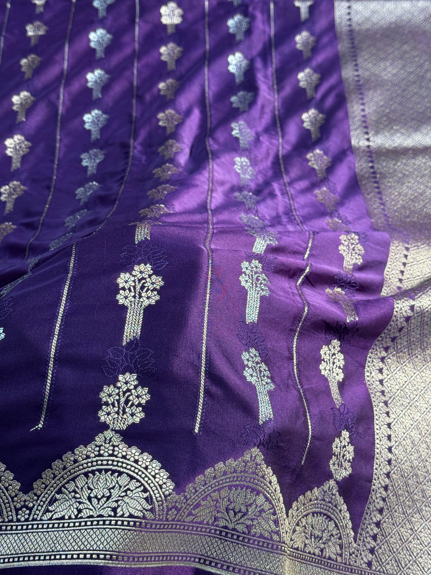 Purple color Banarasi Mashru katan silk saree MK158