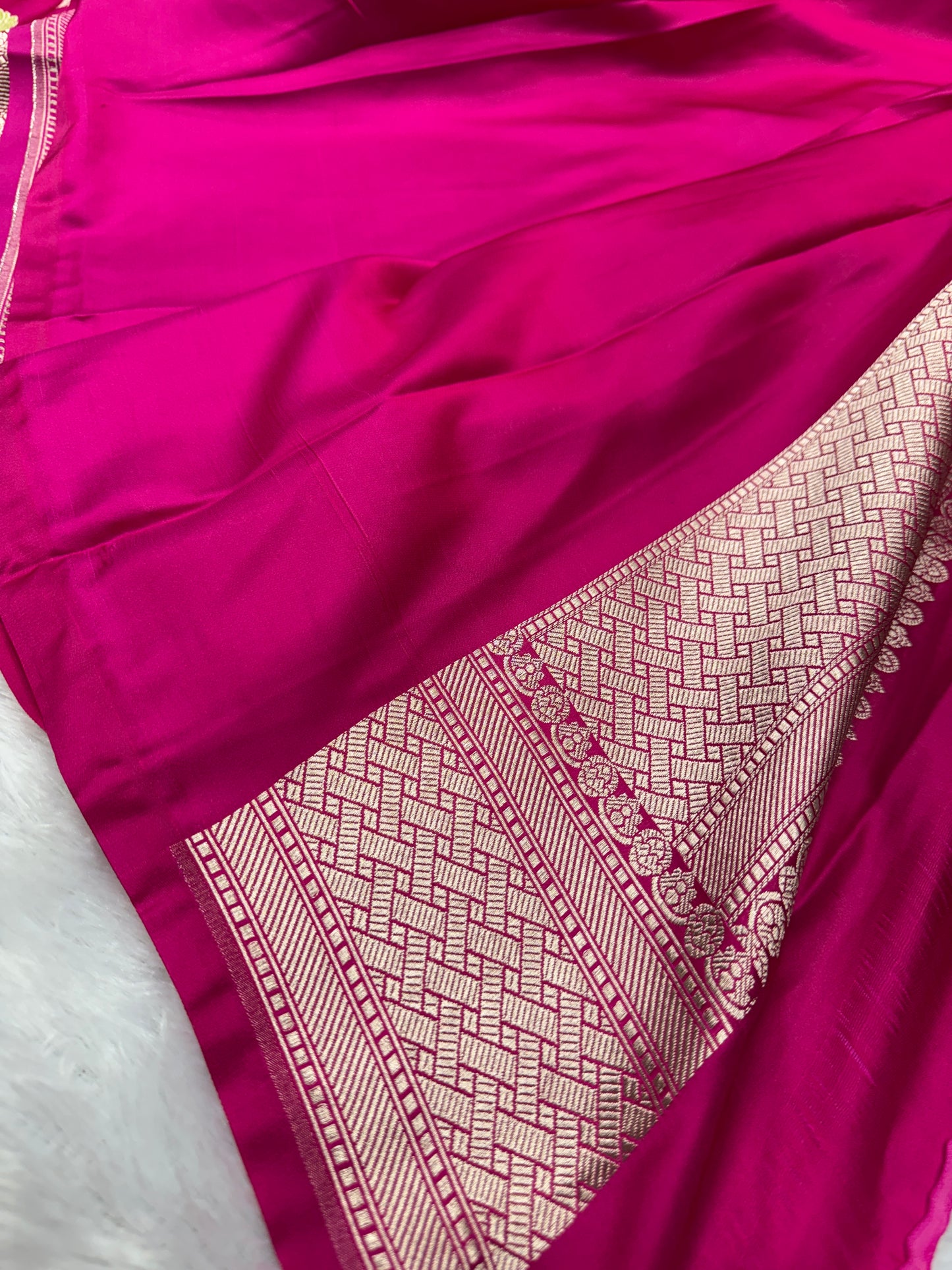 Rani pink premium Banarasi Mashru katan silk saree MK194