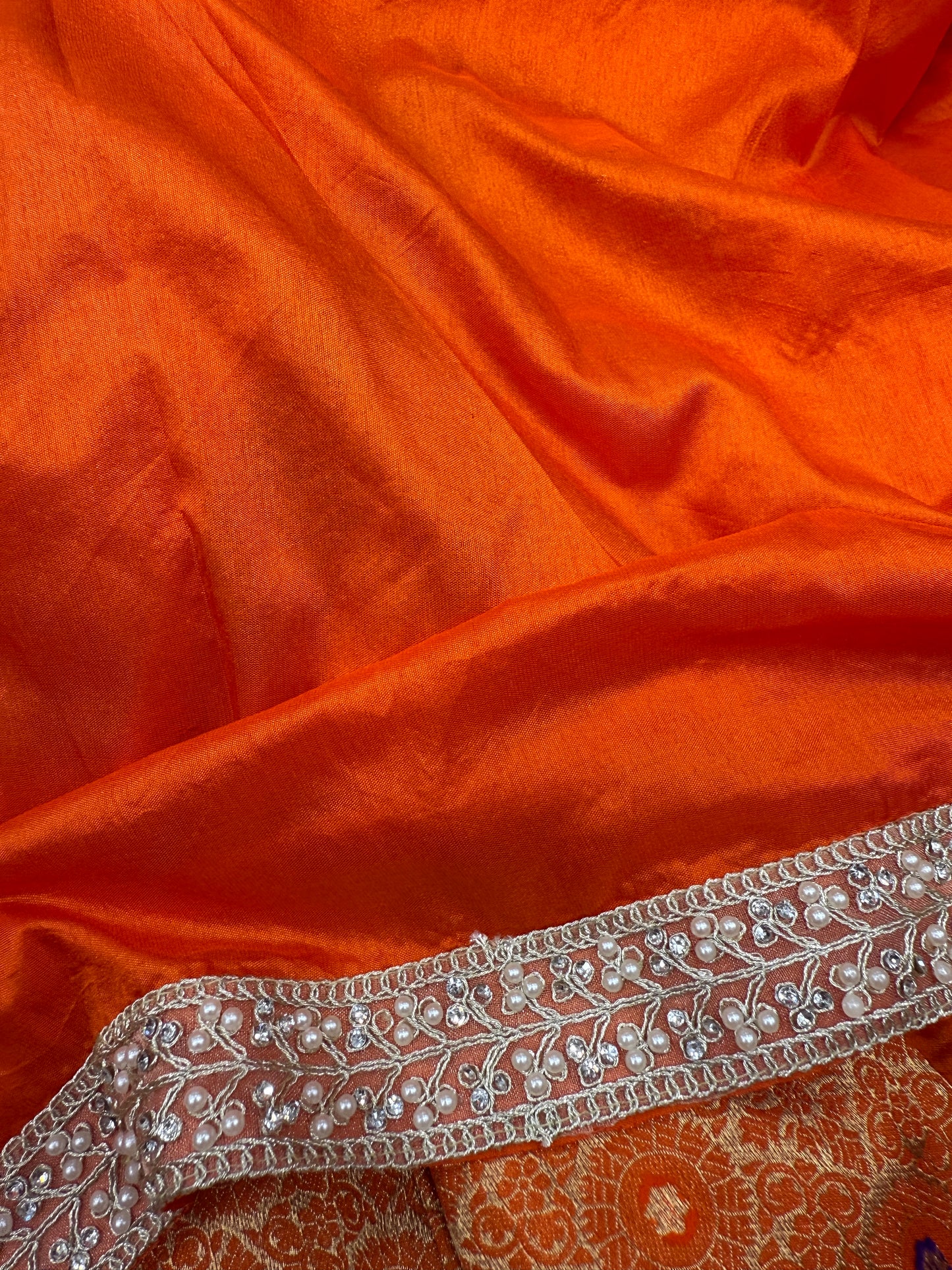 Orange premium Banarasi brocade katan silk saree BL102