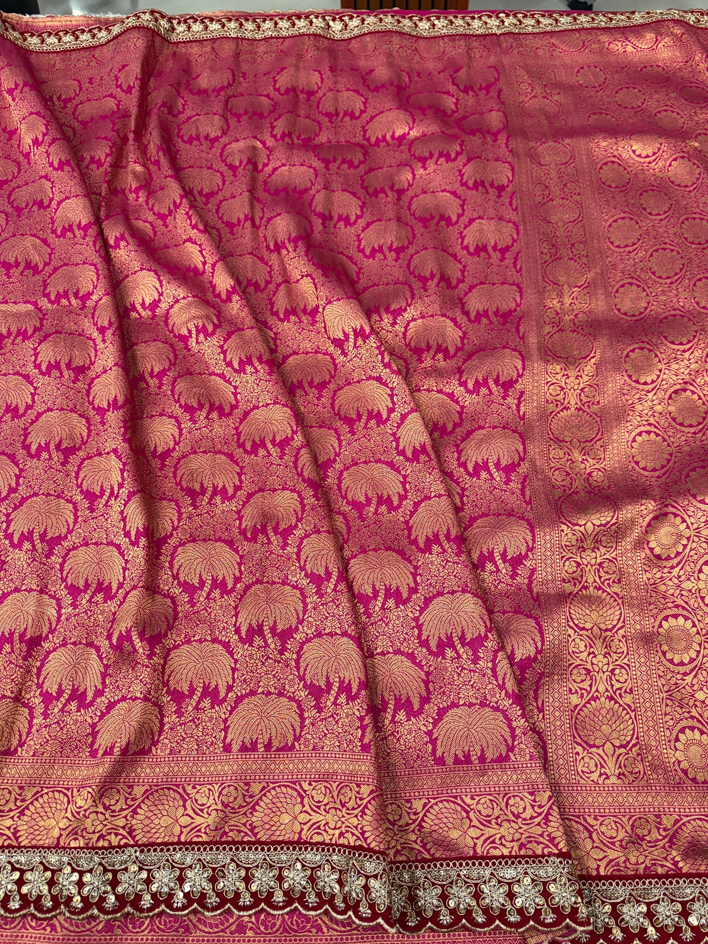 Pink Banarasi brocade katan silk saree BK101