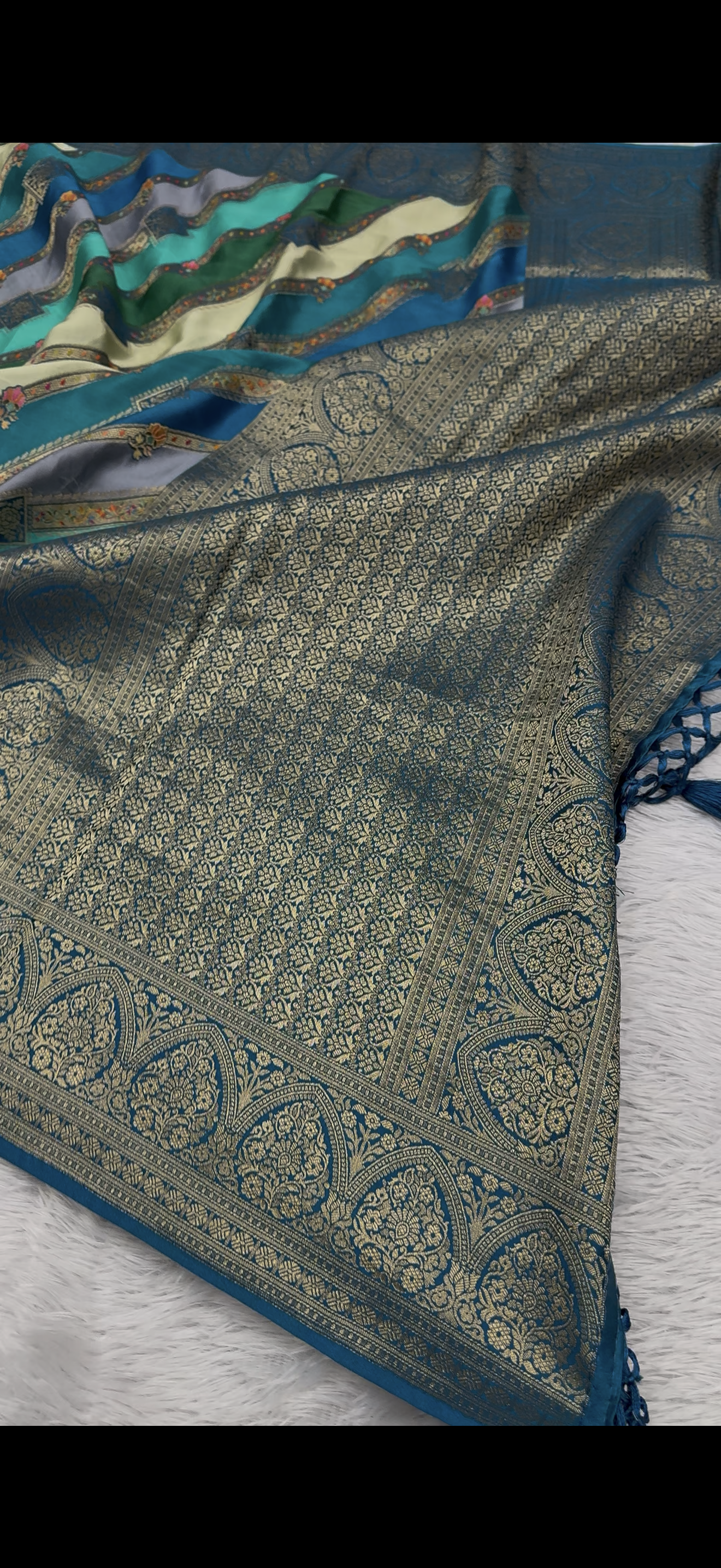 Banarasi pure soft satin pashmina silk saree DS107